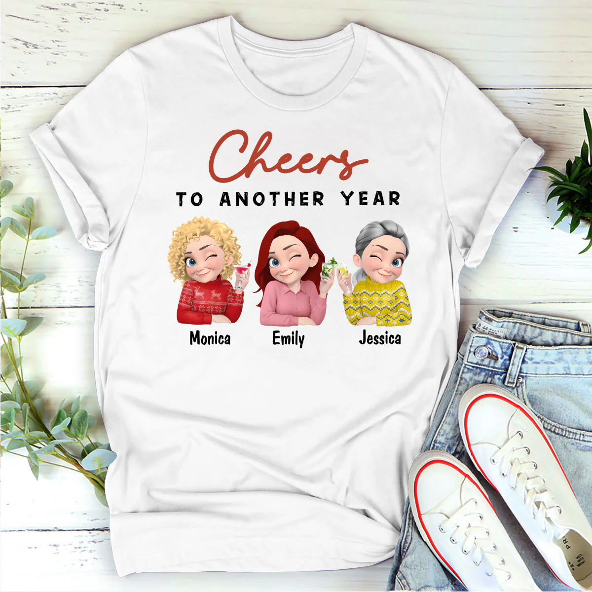 Cheers To Another Year - Personalized 2D Unisex T-shirt