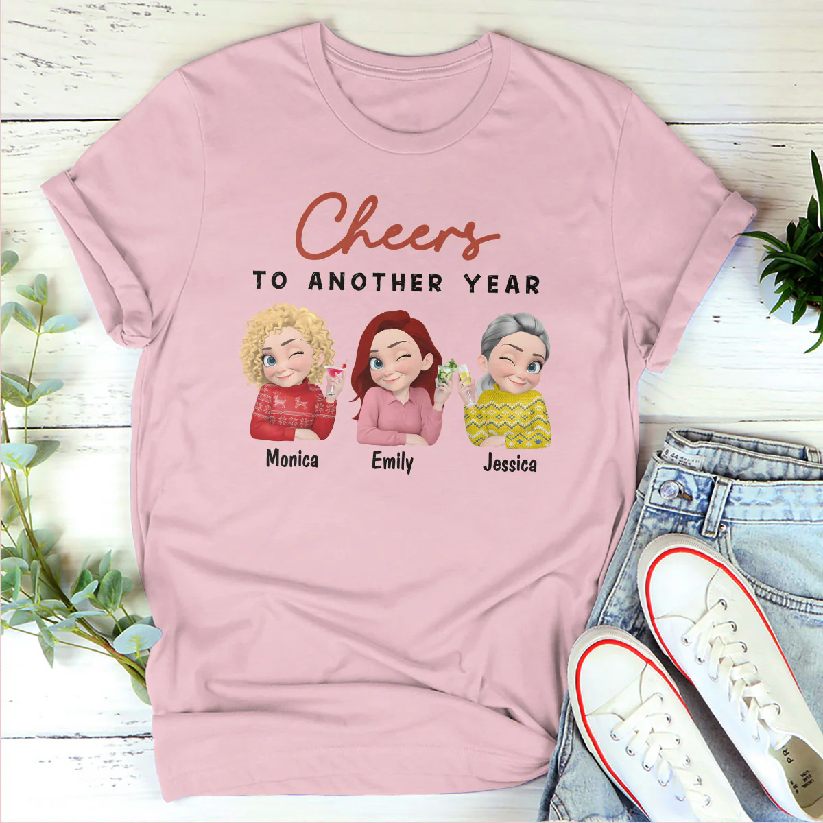 Cheers To Another Year - Personalized 2D Unisex T-shirt - Image 4