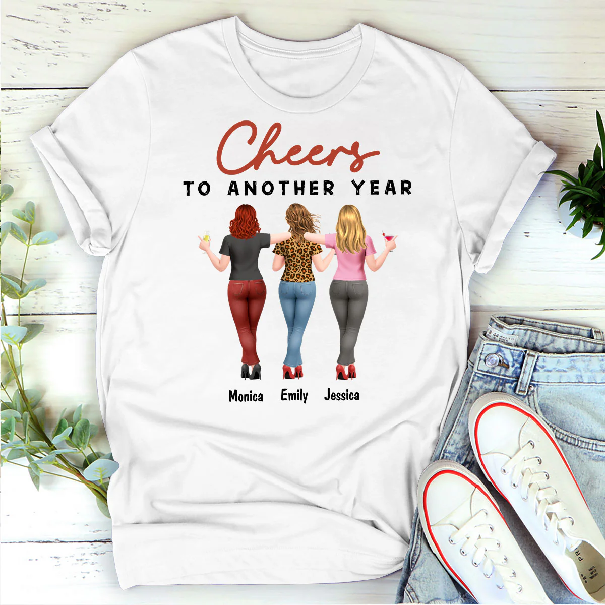 Cheers To Another Year - Personalized 2D Unisex T-shirt