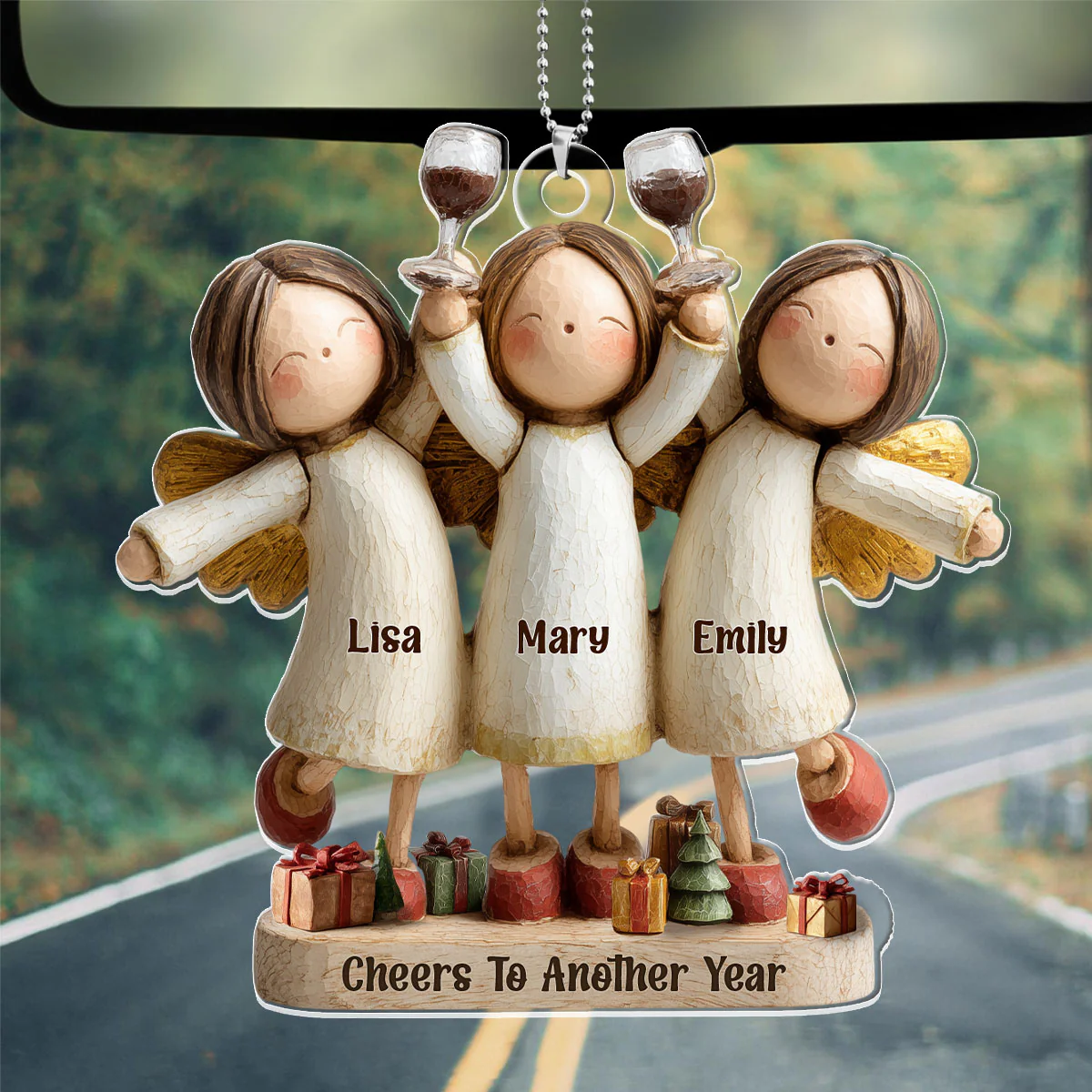 Cheers To Another Year - Personalized Car Acrylic Hanging Ornament - Image 2