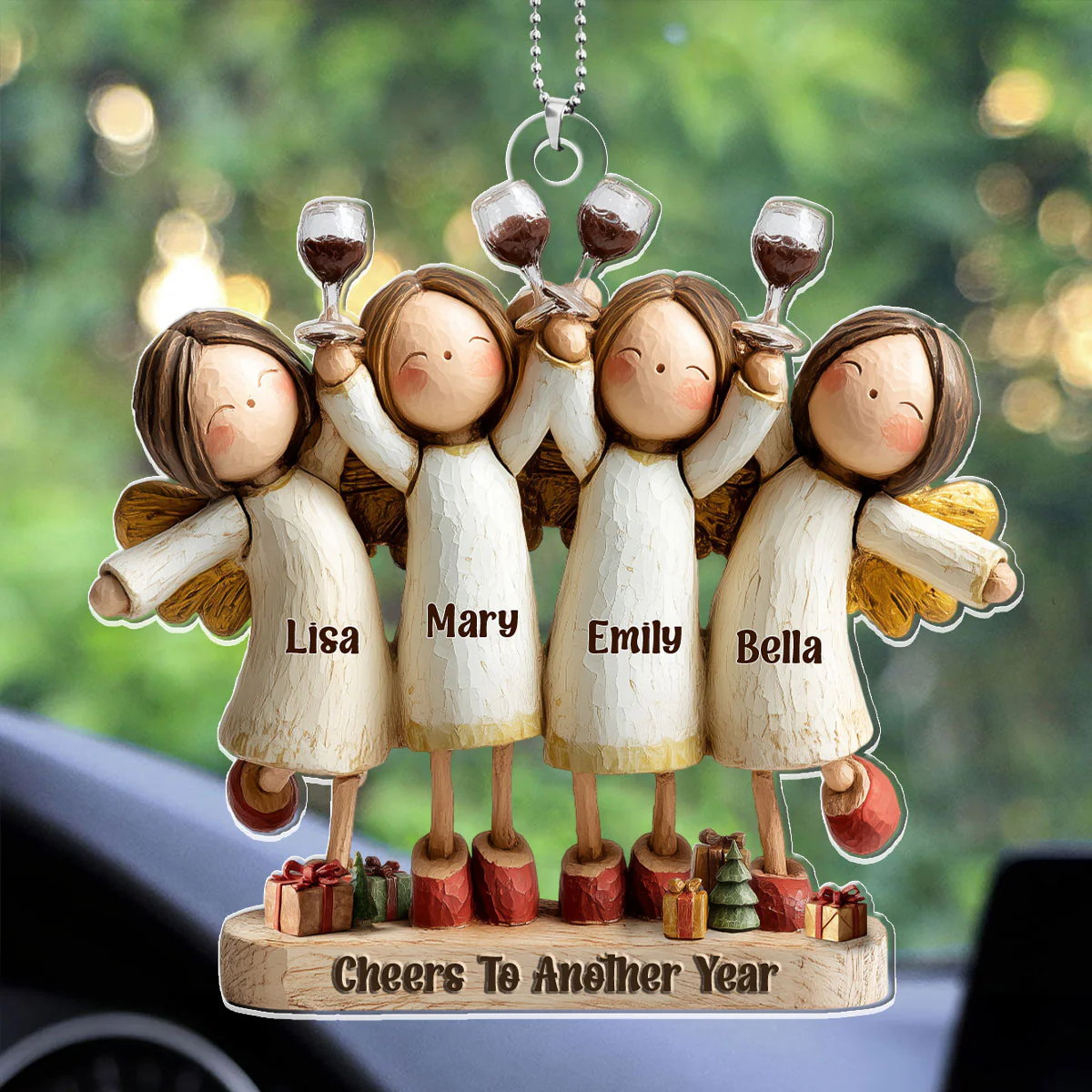 Cheers To Another Year - Personalized Car Acrylic Hanging Ornament - Image 3