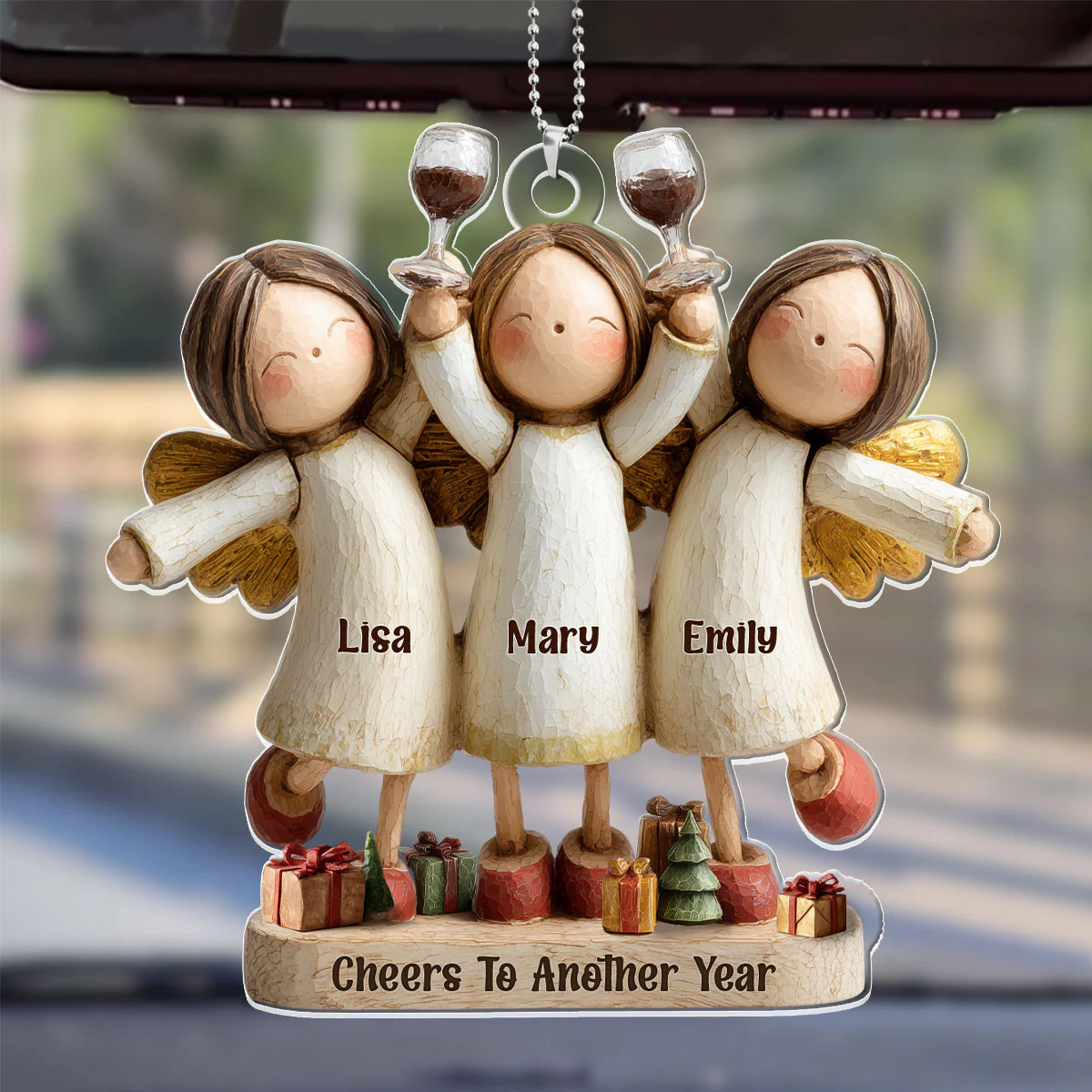 Cheers To Another Year - Personalized Car Acrylic Hanging Ornament - Image 4