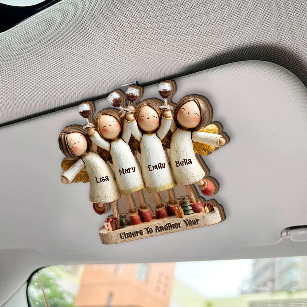 Cheers To Another Year - Personalized Car Visor Clip - Image 2