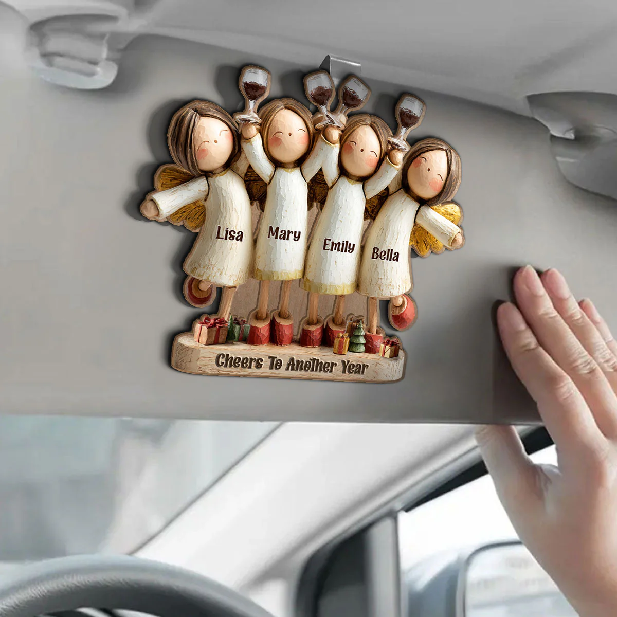 Cheers To Another Year - Personalized Car Visor Clip - Image 3