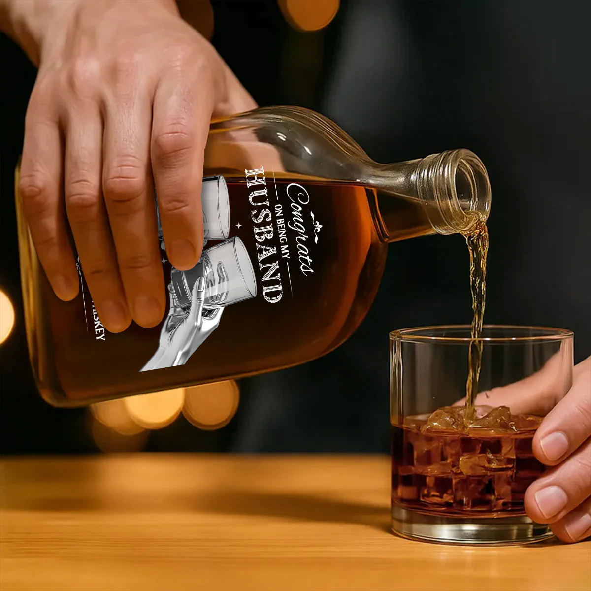 Cheers To My Husband - Personalized Whiskey Bottle - Image 4