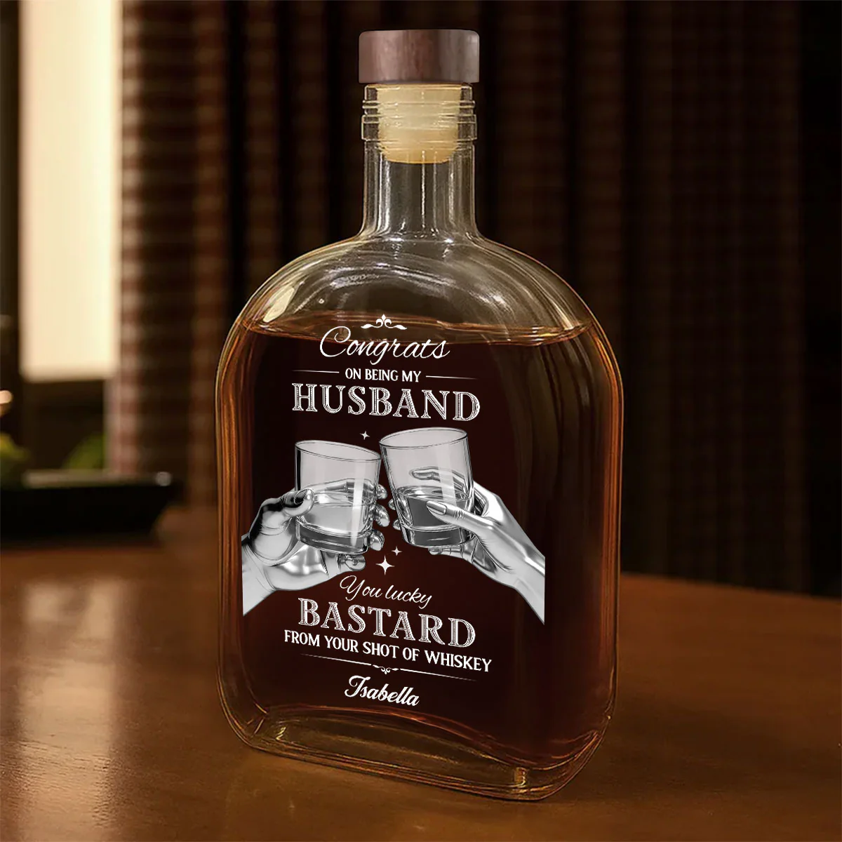 Cheers To My Husband - Personalized Whiskey Bottle - Image 6