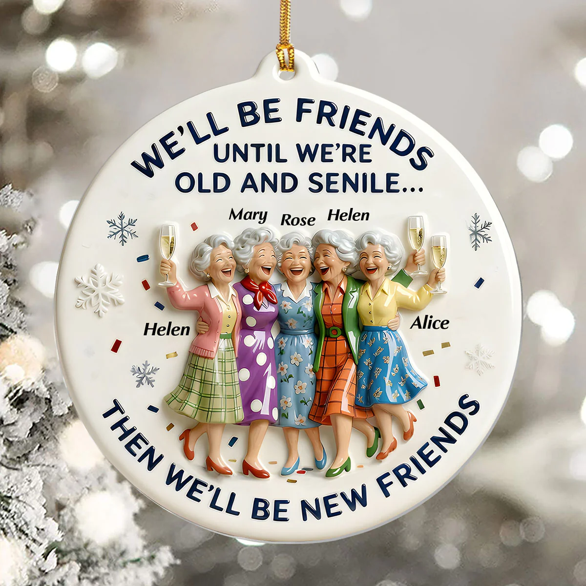 Cheers To Old Friends - Personalized 1-Layer Acrylic Ornament - Image 5