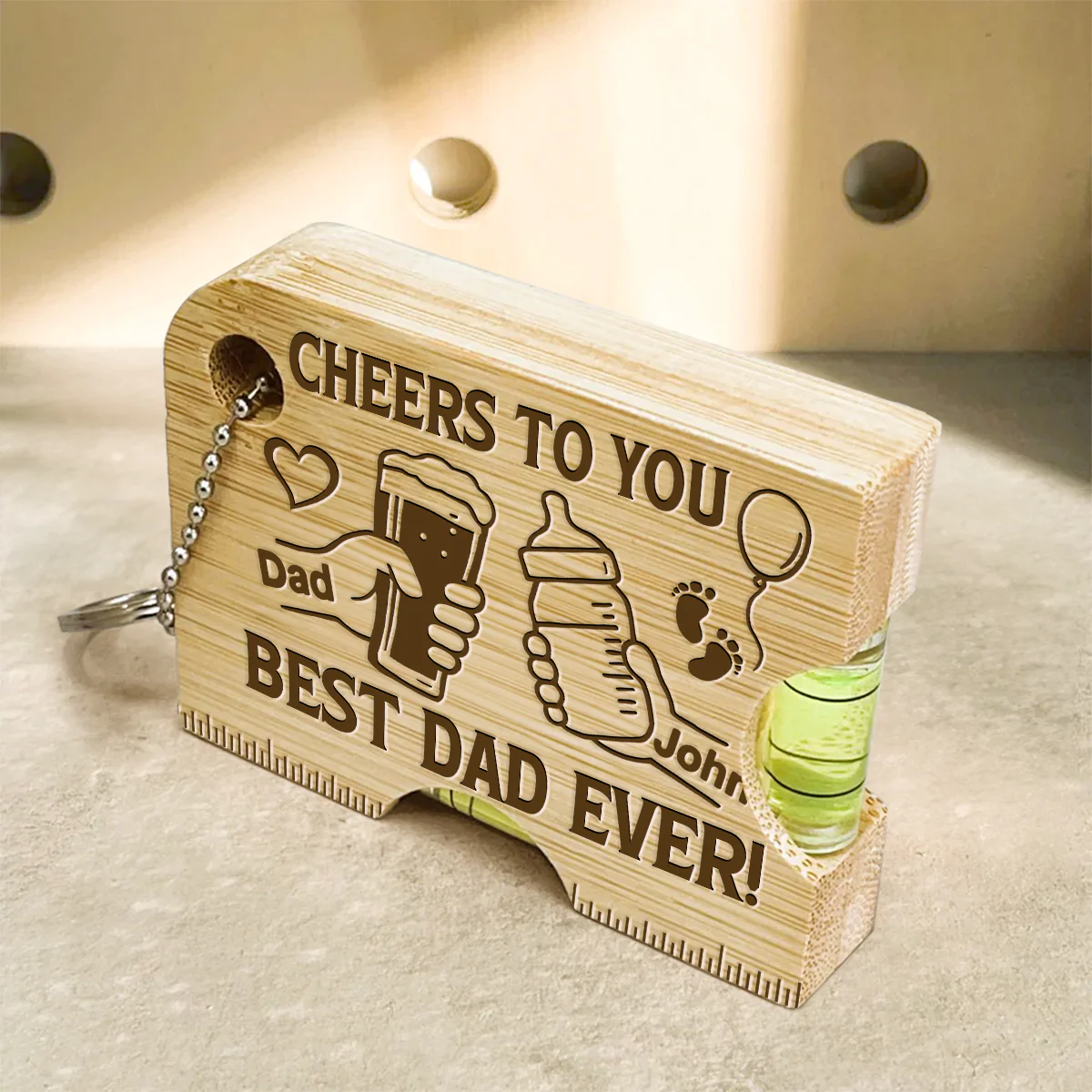 Cheers To You  - Personalized Spirit Level Bottle Opener Keyring - Image 3