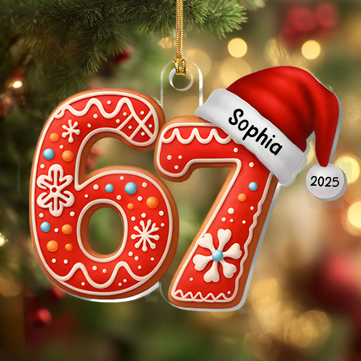 Christmas 67 Slang Meme For Kids Teenagers  - Personalized 1-Layer Acrylic Ornament - Image 4