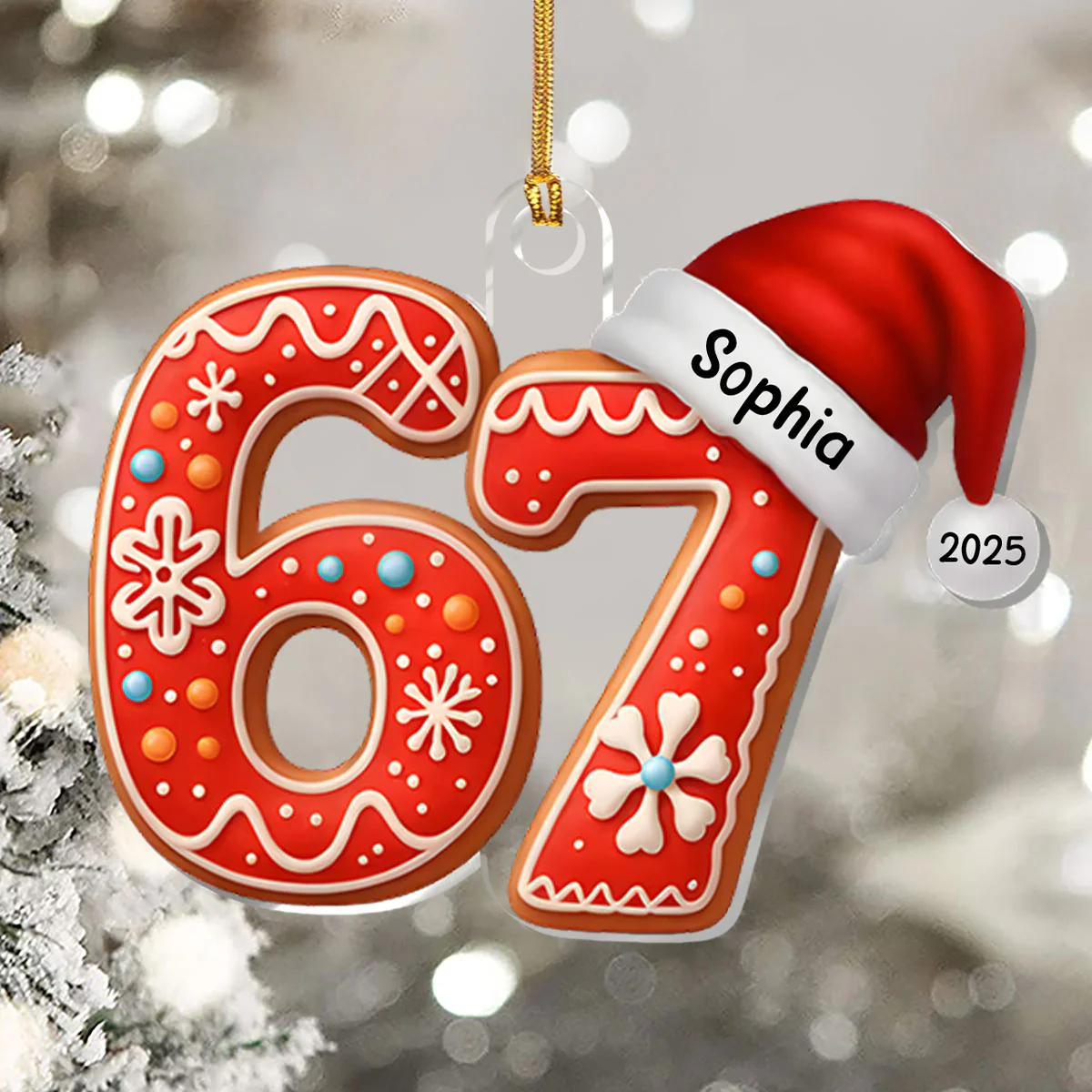 Christmas 67 Slang Meme For Kids Teenagers  - Personalized 1-Layer Acrylic Ornament - Image 5