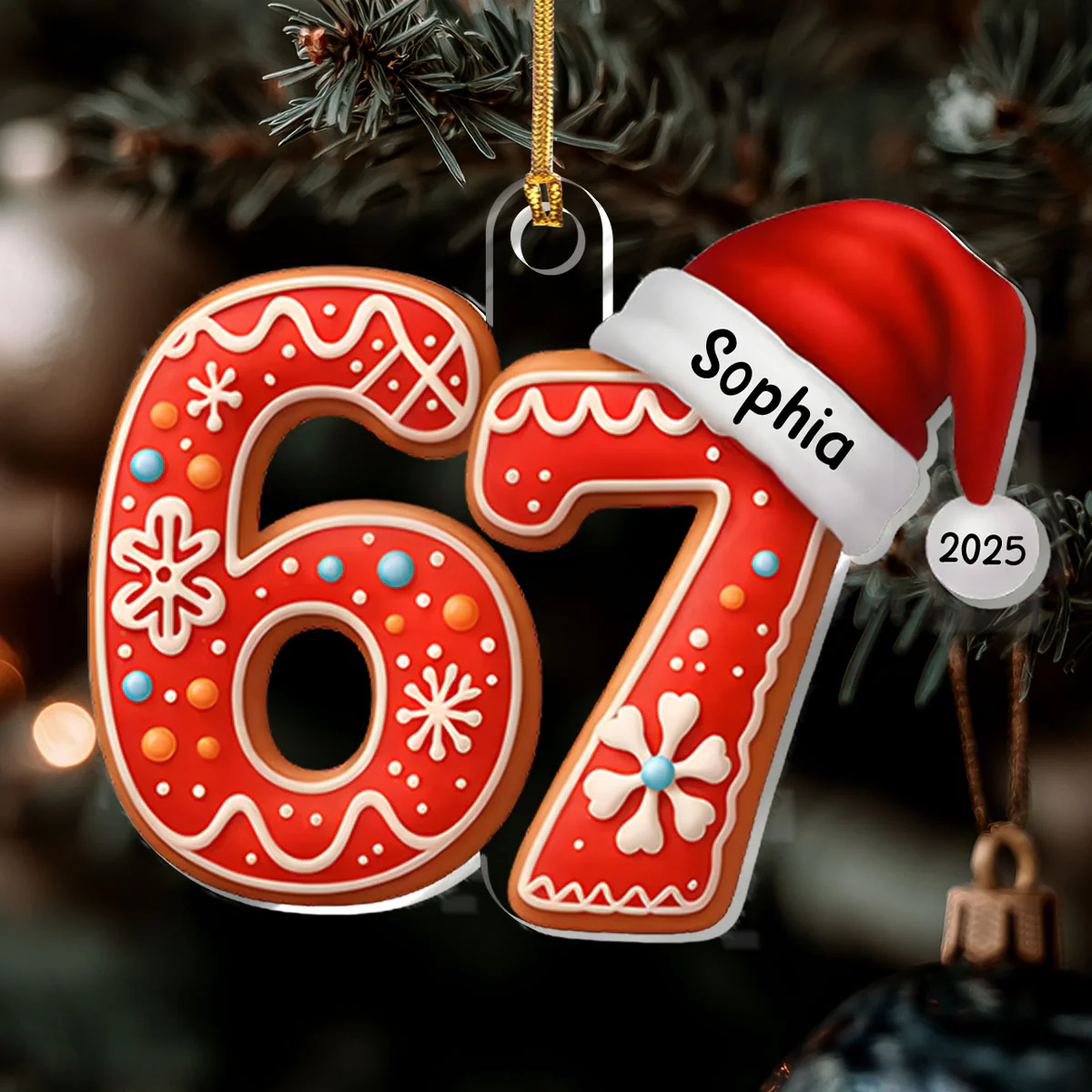 Christmas 67 Slang Meme For Kids Teenagers  - Personalized 1-Layer Acrylic Ornament - Image 6
