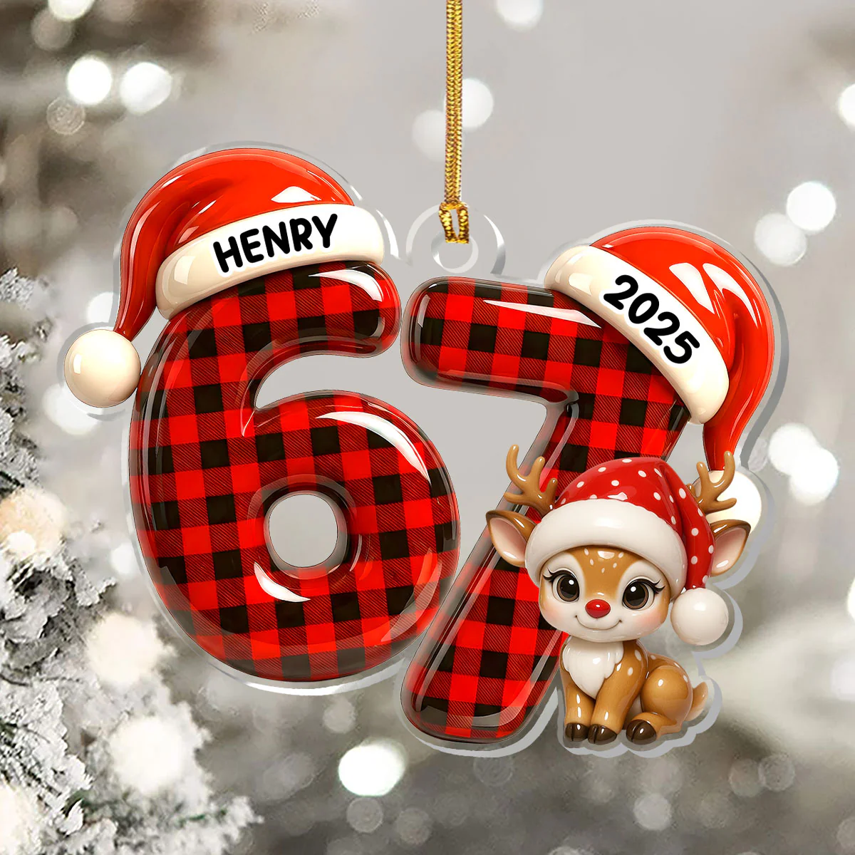 Christmas Adorable 67 Reindeer - Personalized 1-Layer Acrylic Ornament - Image 5