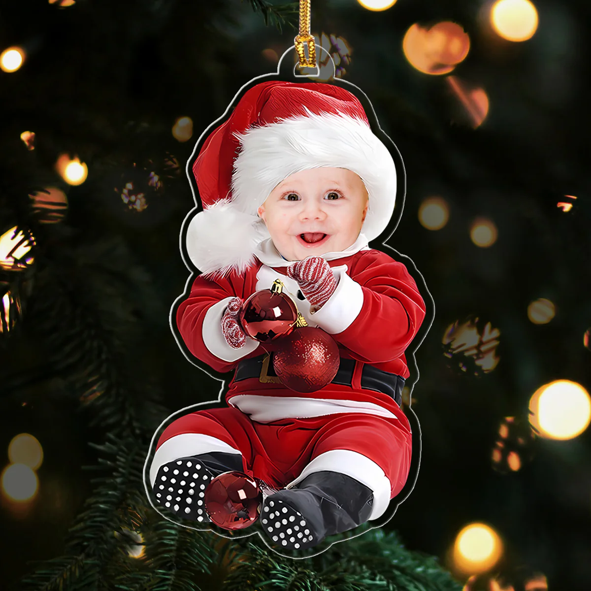 Christmas Baby Custom Photo - Personalized 1-Layer Acrylic Ornament