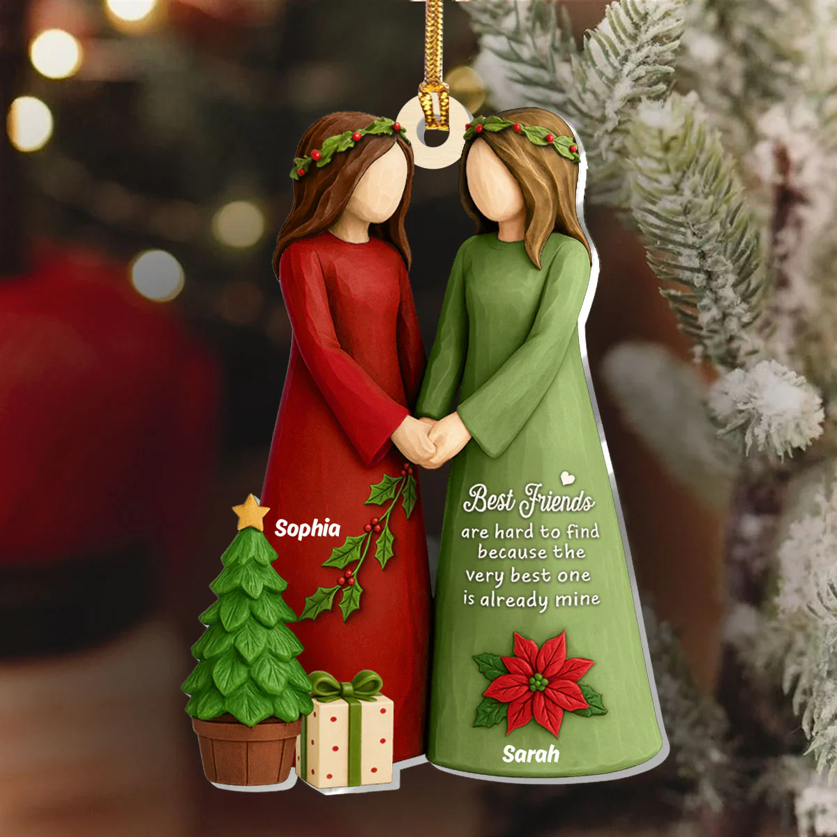 Christmas Best Friends Are Hard To Find - Personalized 1-Layer Acrylic Ornament - Image 6