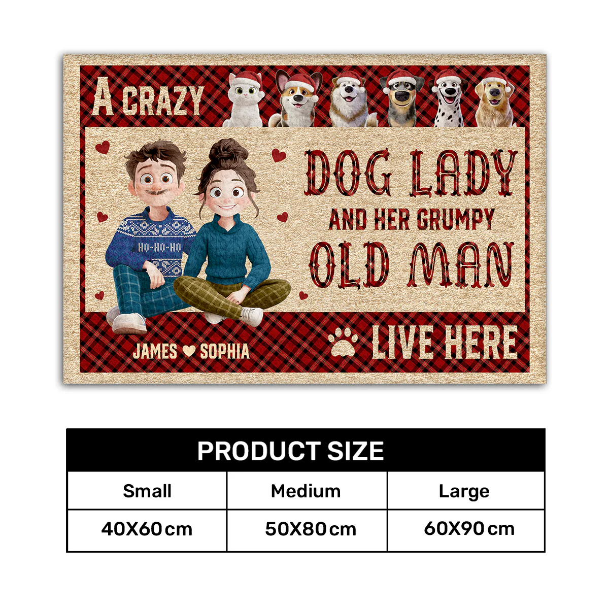 Christmas Couple Crazy Dod Lady And Grumpy Old Man - Personalized Doormat - Image 7