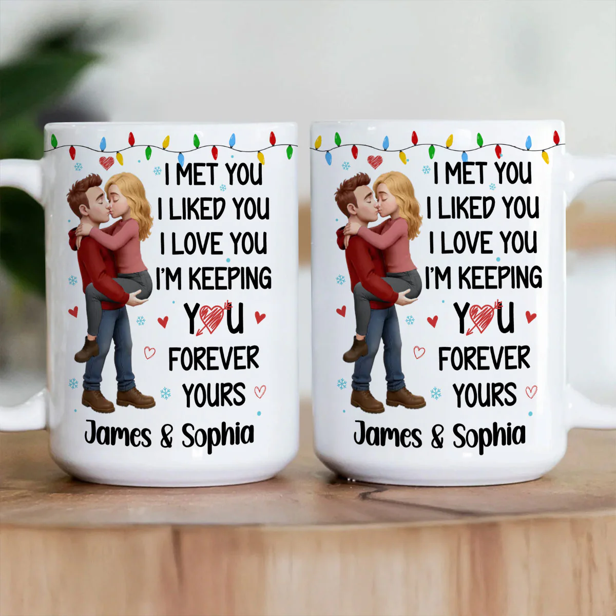 Christmas Couple Forever Yours - Personalized Ceramic Coffee Mug - Image 3