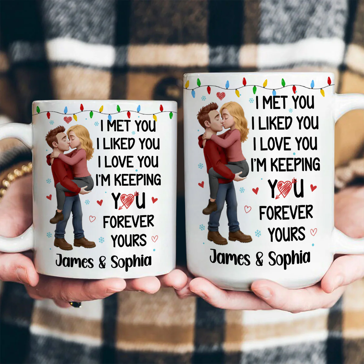 Christmas Couple Forever Yours - Personalized Ceramic Coffee Mug - Image 4