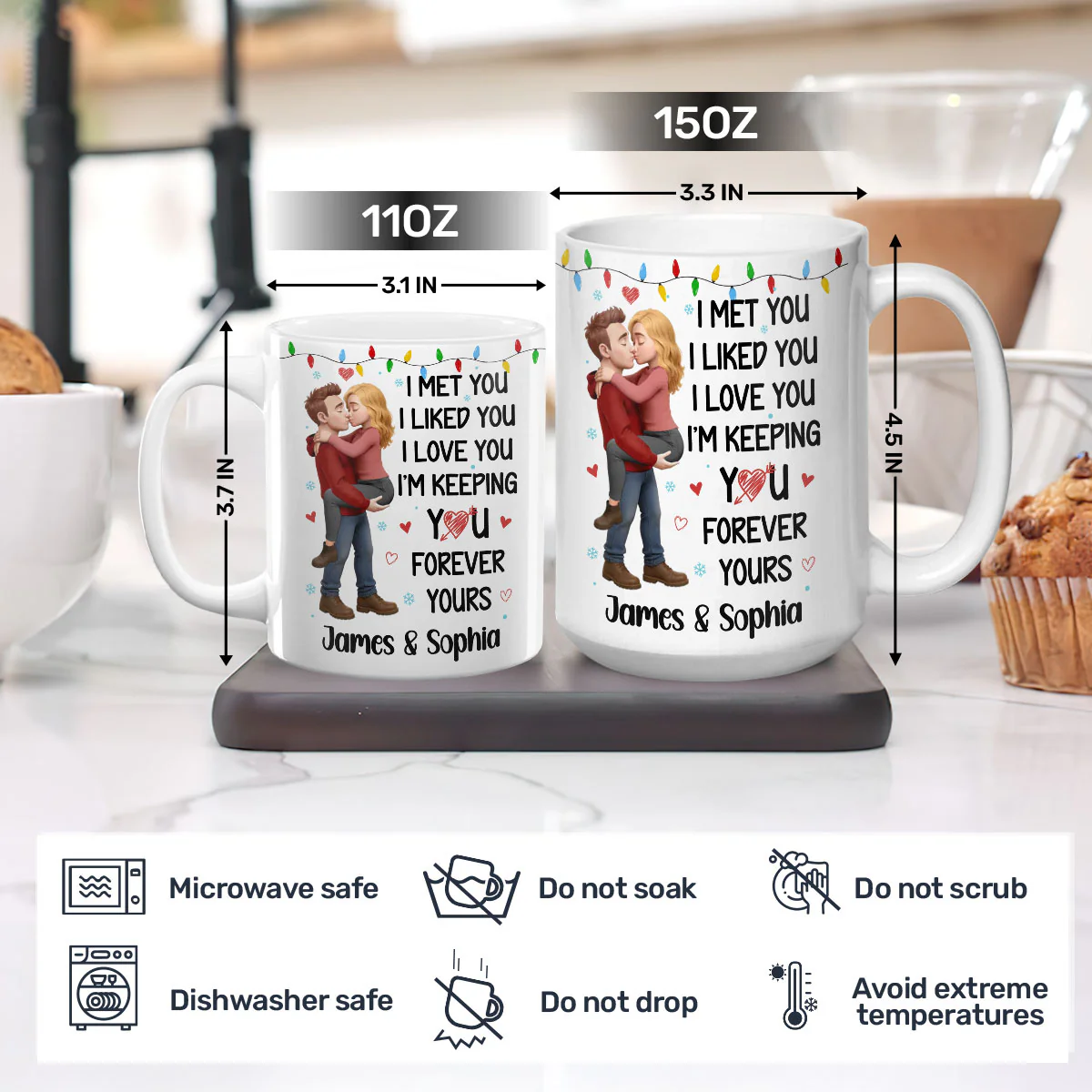 Christmas Couple Forever Yours - Personalized Ceramic Coffee Mug - Image 5
