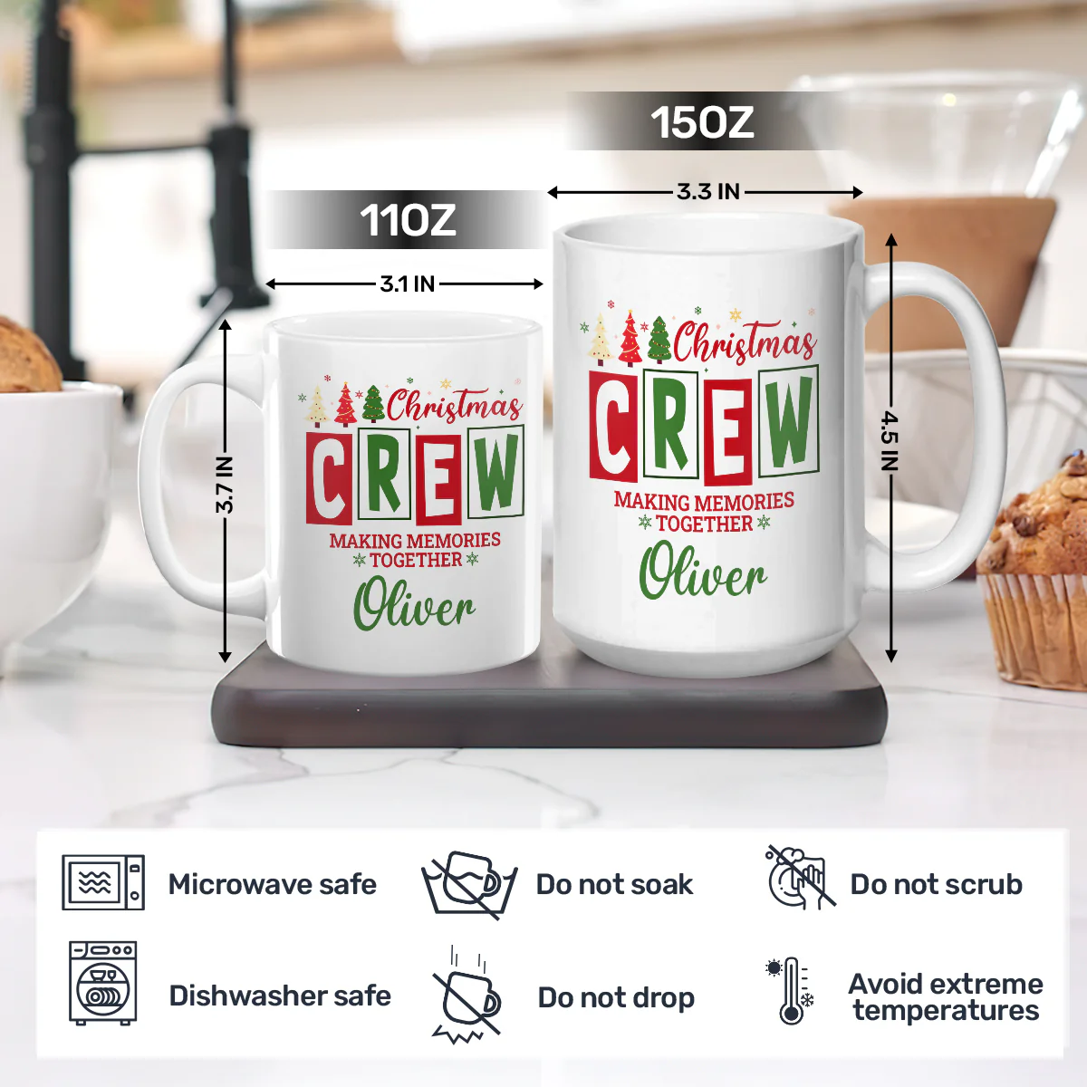 Christmas Crew Matching Family Sibling Gifts - Personalized Ceramic Coffee Mug - Image 7