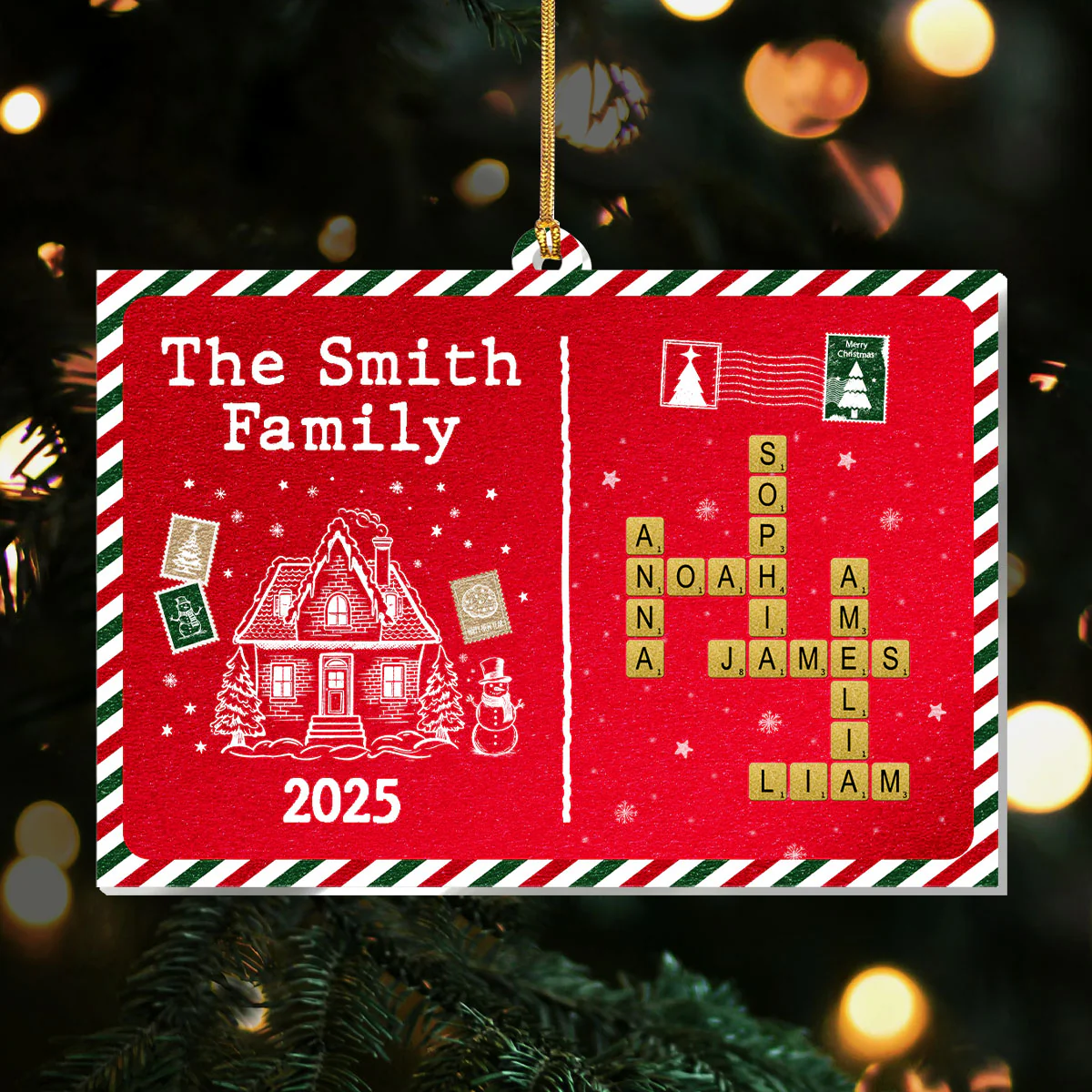 Christmas Crossword Family - Personalized 1-Layer Acrylic Ornament