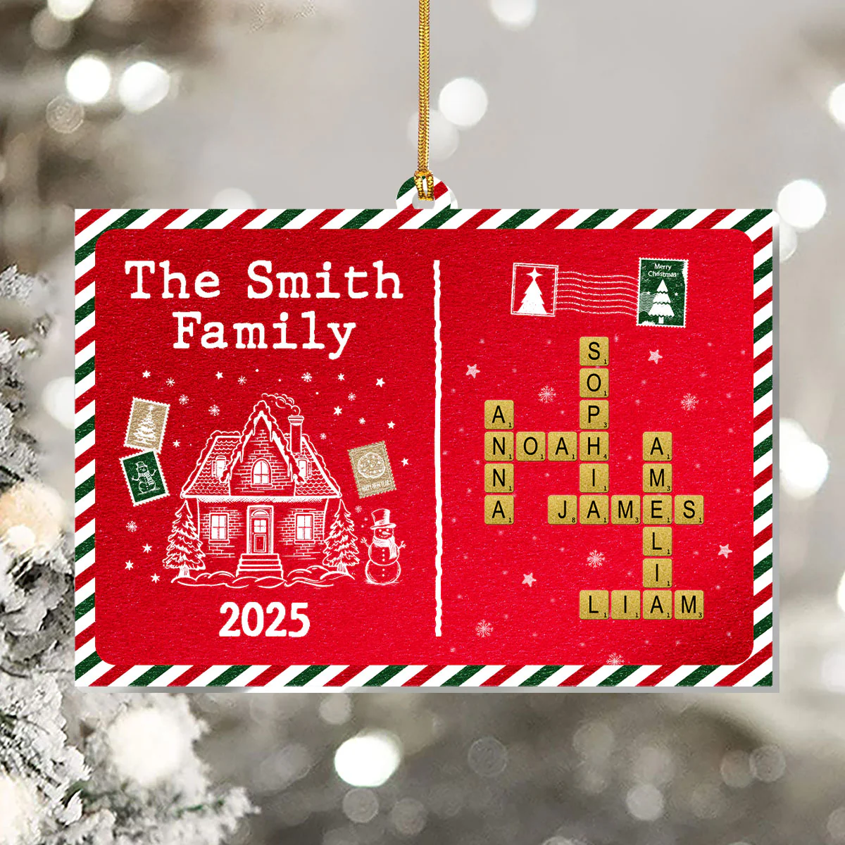 Christmas Crossword Family - Personalized 1-Layer Acrylic Ornament - Image 5