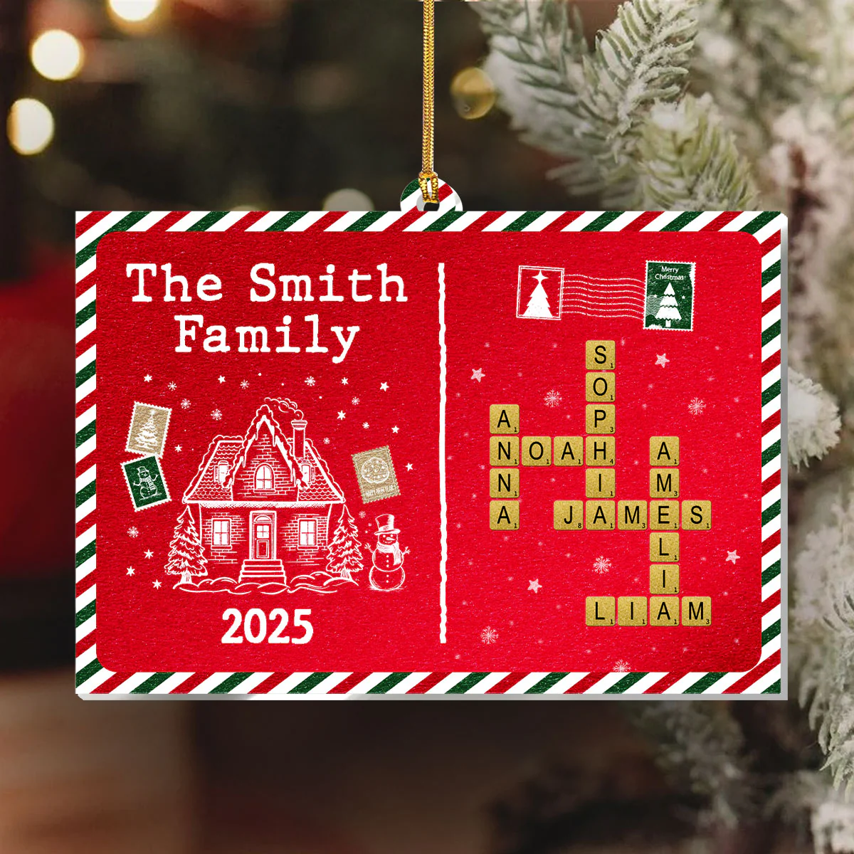 Christmas Crossword Family - Personalized 1-Layer Acrylic Ornament - Image 6