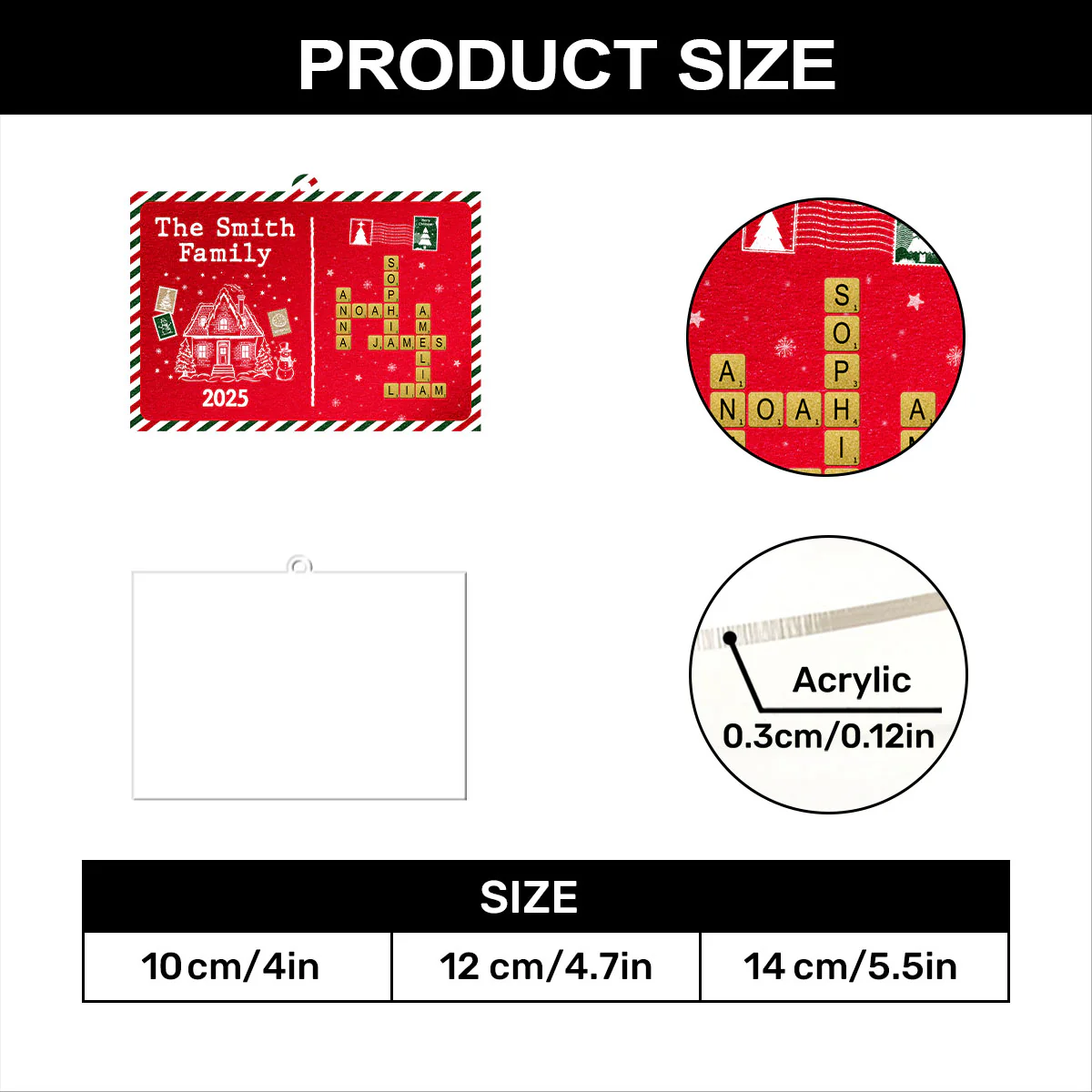 Christmas Crossword Family - Personalized 1-Layer Acrylic Ornament - Image 7