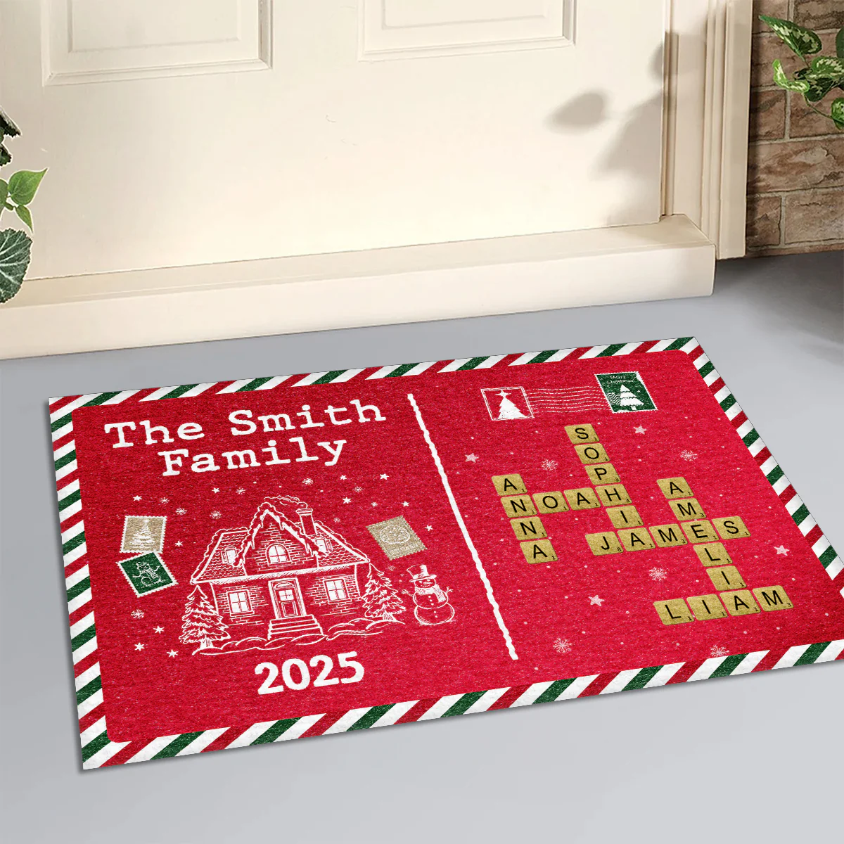 Christmas Crossword Family - Personalized Doormat - Image 3