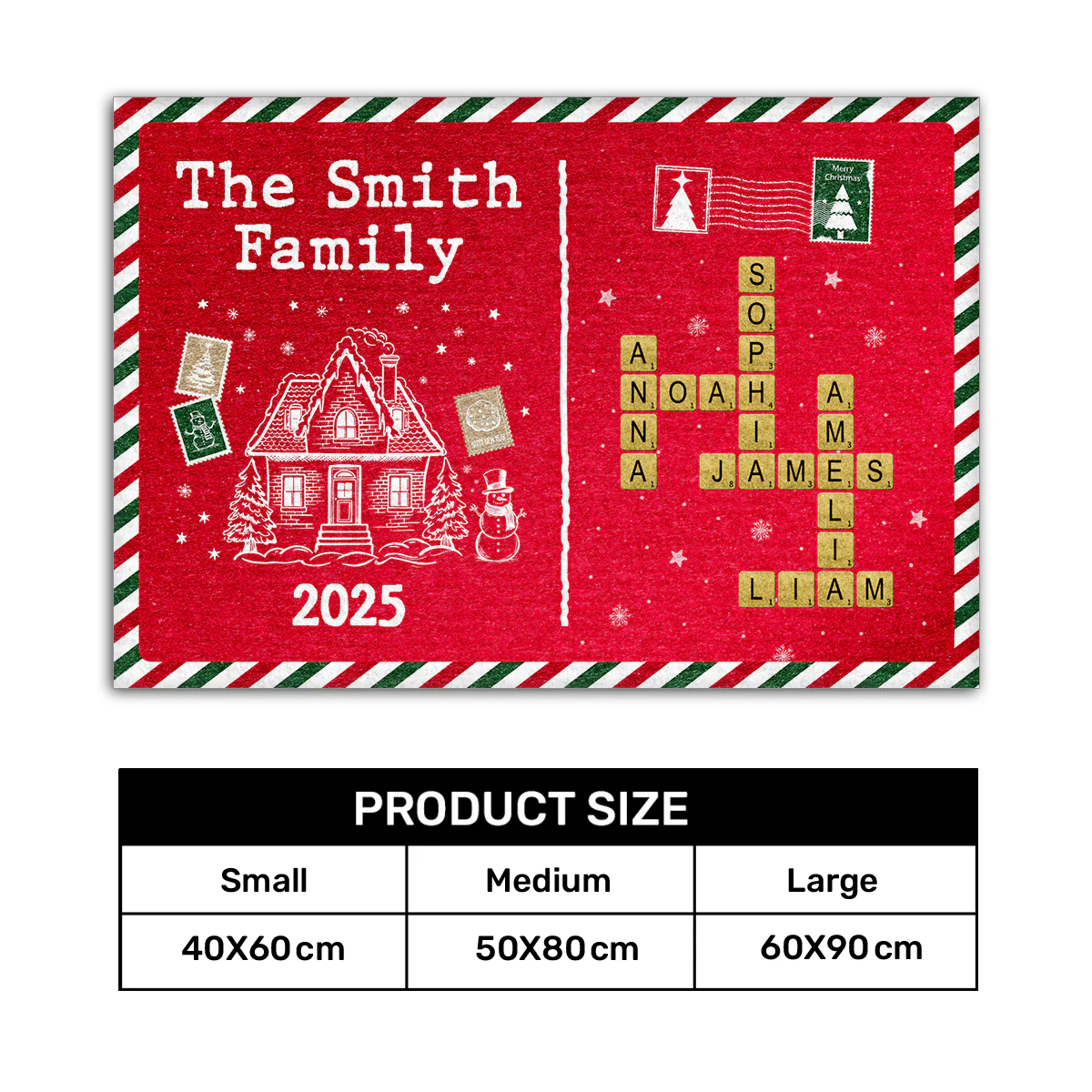 Christmas Crossword Family - Personalized Doormat - Image 7