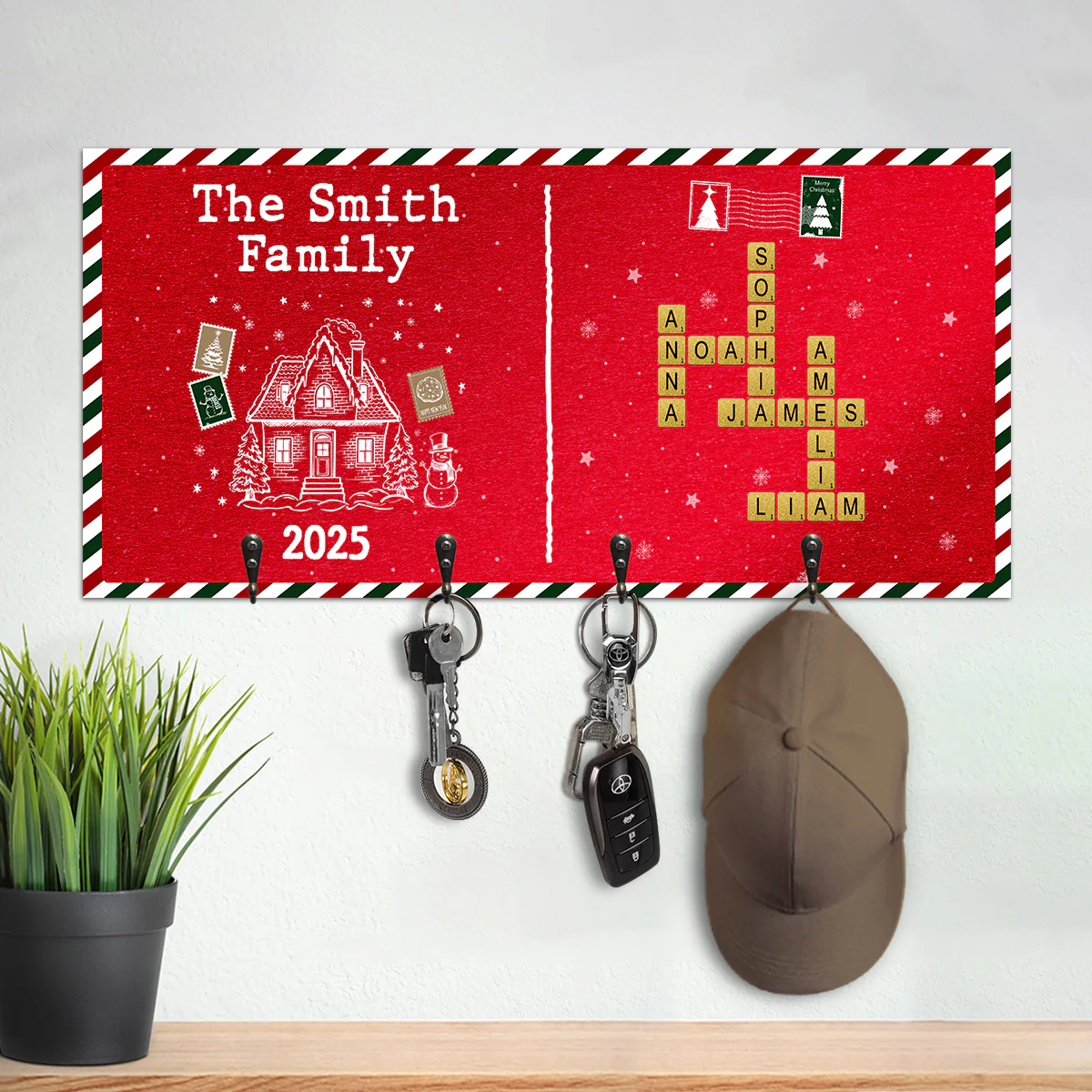 Christmas Crossword Family - Personalized Key Holder