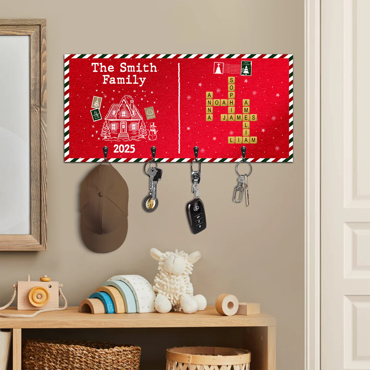 Christmas Crossword Family - Personalized Key Holder - Image 4