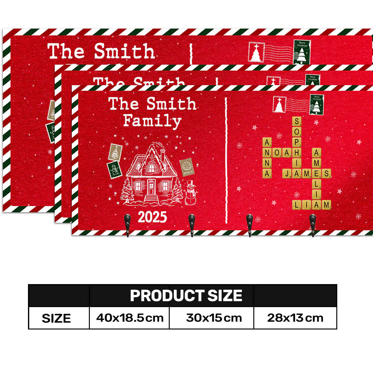 Christmas Crossword Family - Personalized Key Holder - Image 7
