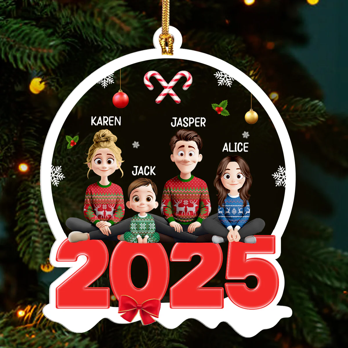 Christmas Family 2025 - Personalized 1-Layer Acrylic Ornament - Image 3