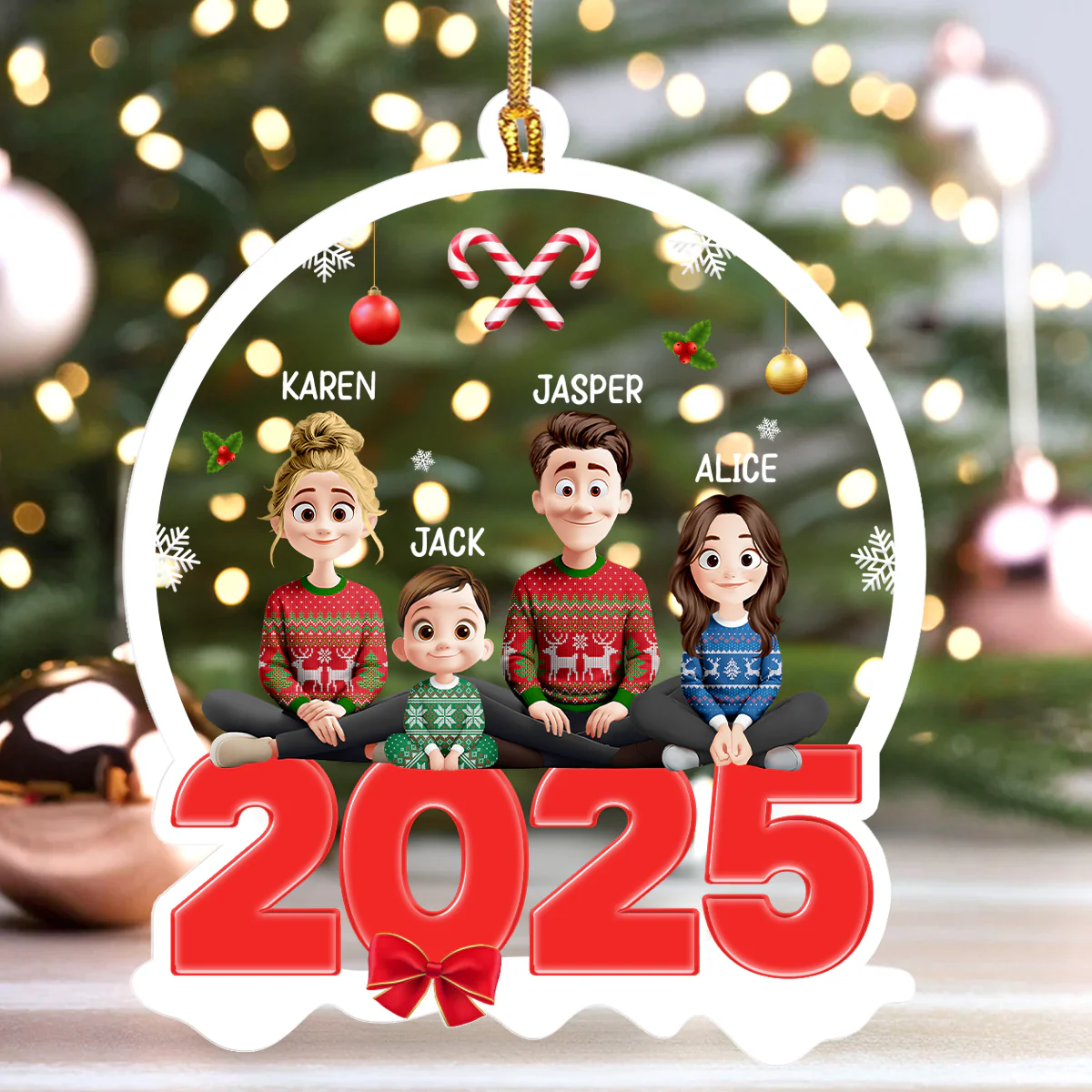 Christmas Family 2025 - Personalized 1-Layer Acrylic Ornament - Image 4
