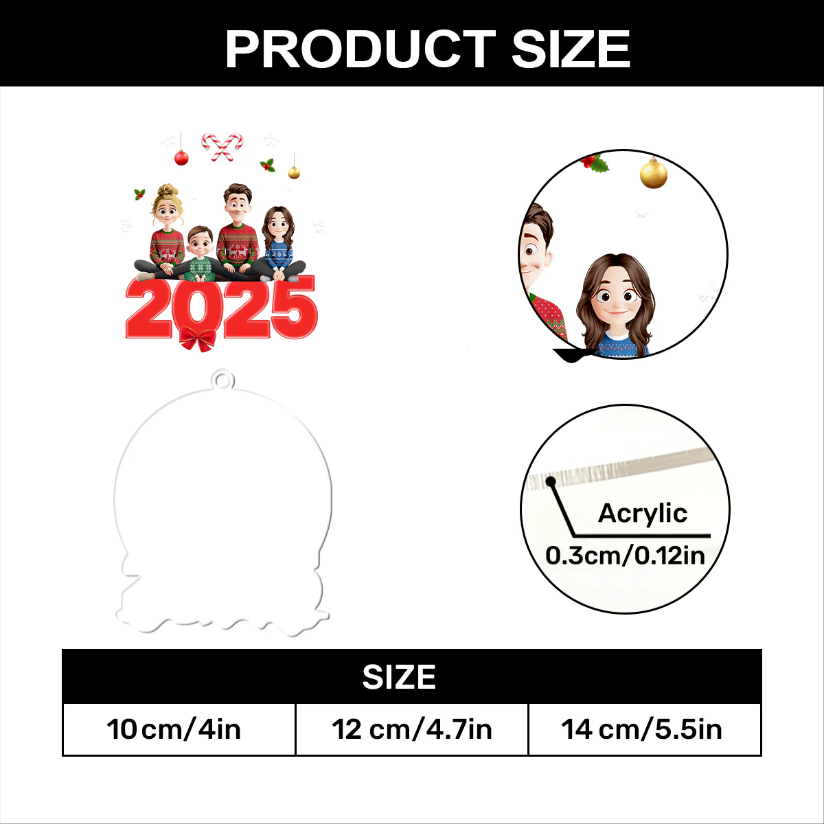 Christmas Family 2025 - Personalized 1-Layer Acrylic Ornament - Image 7