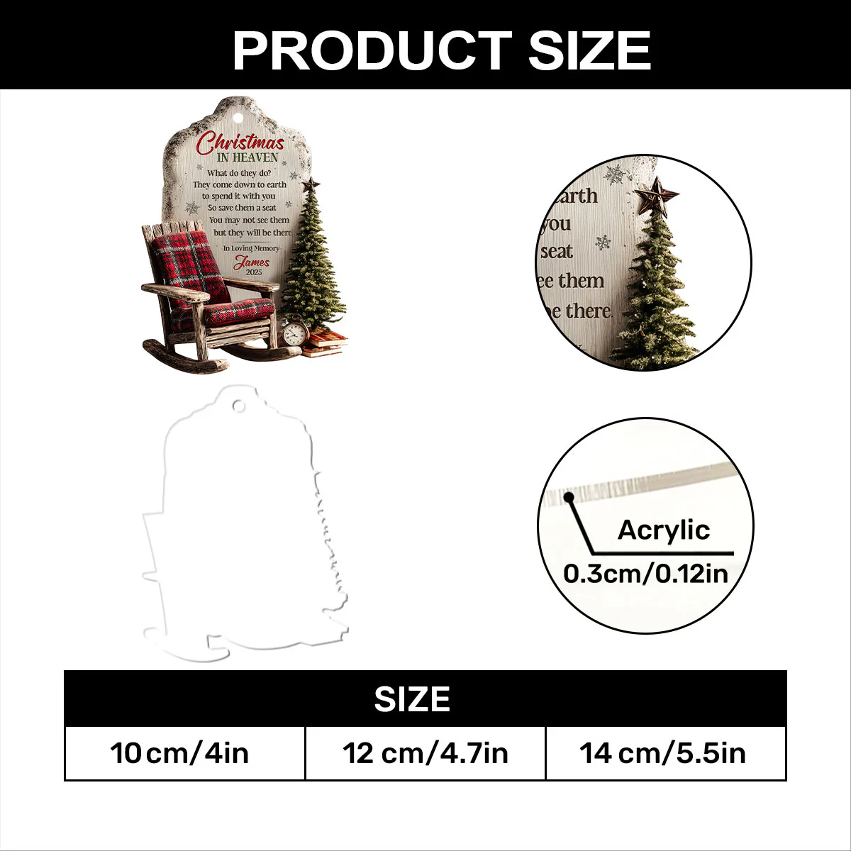 Christmas In Heaven - Personalized 1-Layer Acrylic Ornament - Image 7