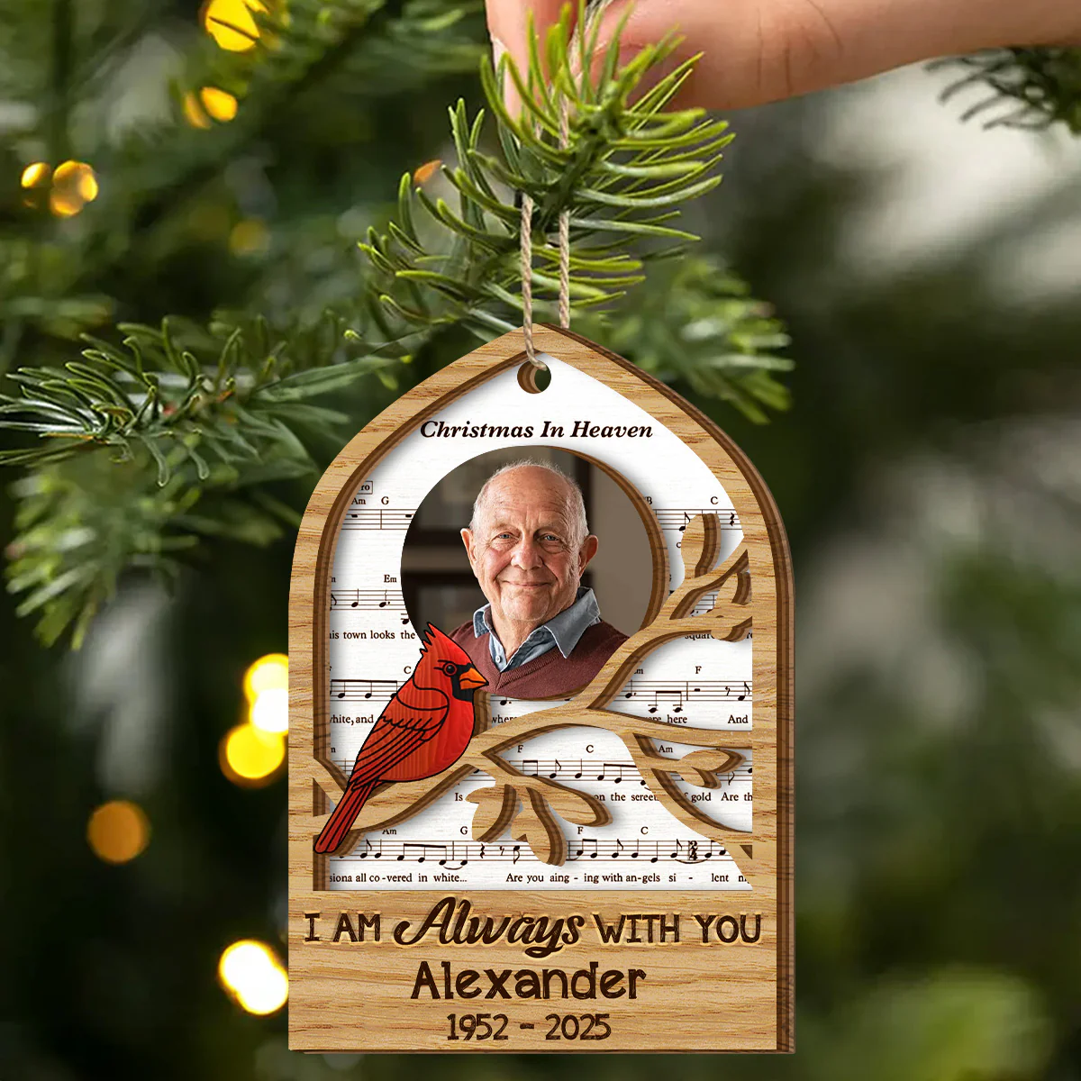 Christmas In Heaven - Personalized 2-Layered Wooden Ornament - Image 2