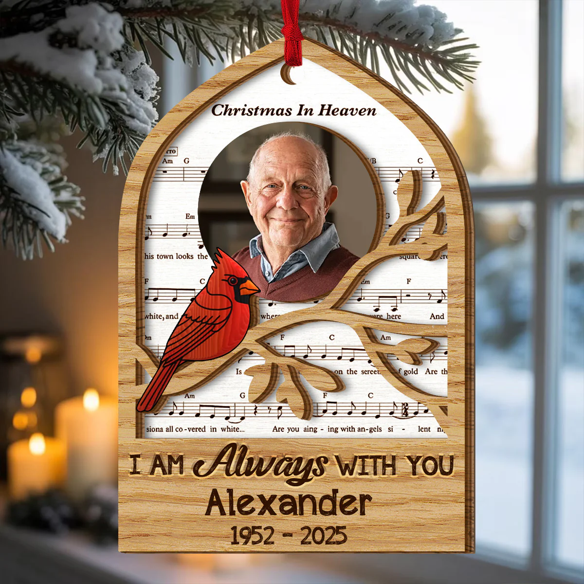 Christmas In Heaven - Personalized 2-Layered Wooden Ornament - Image 4
