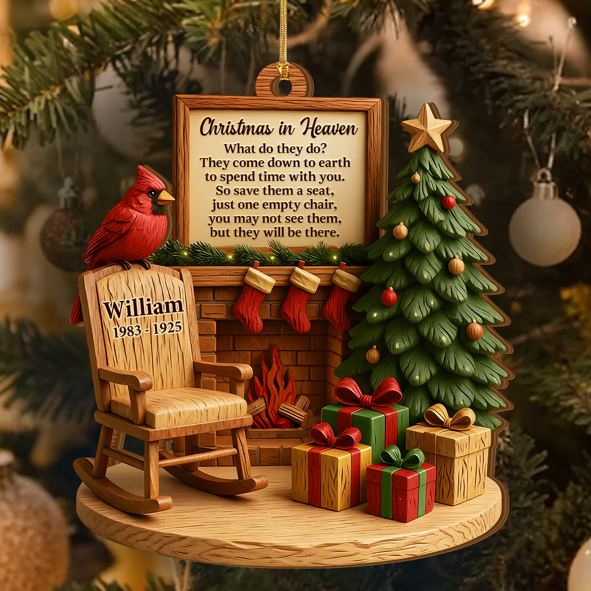 Christmas In Heaven - Personalized Wood Ornament Cutout & Print 1 Side - Image 3