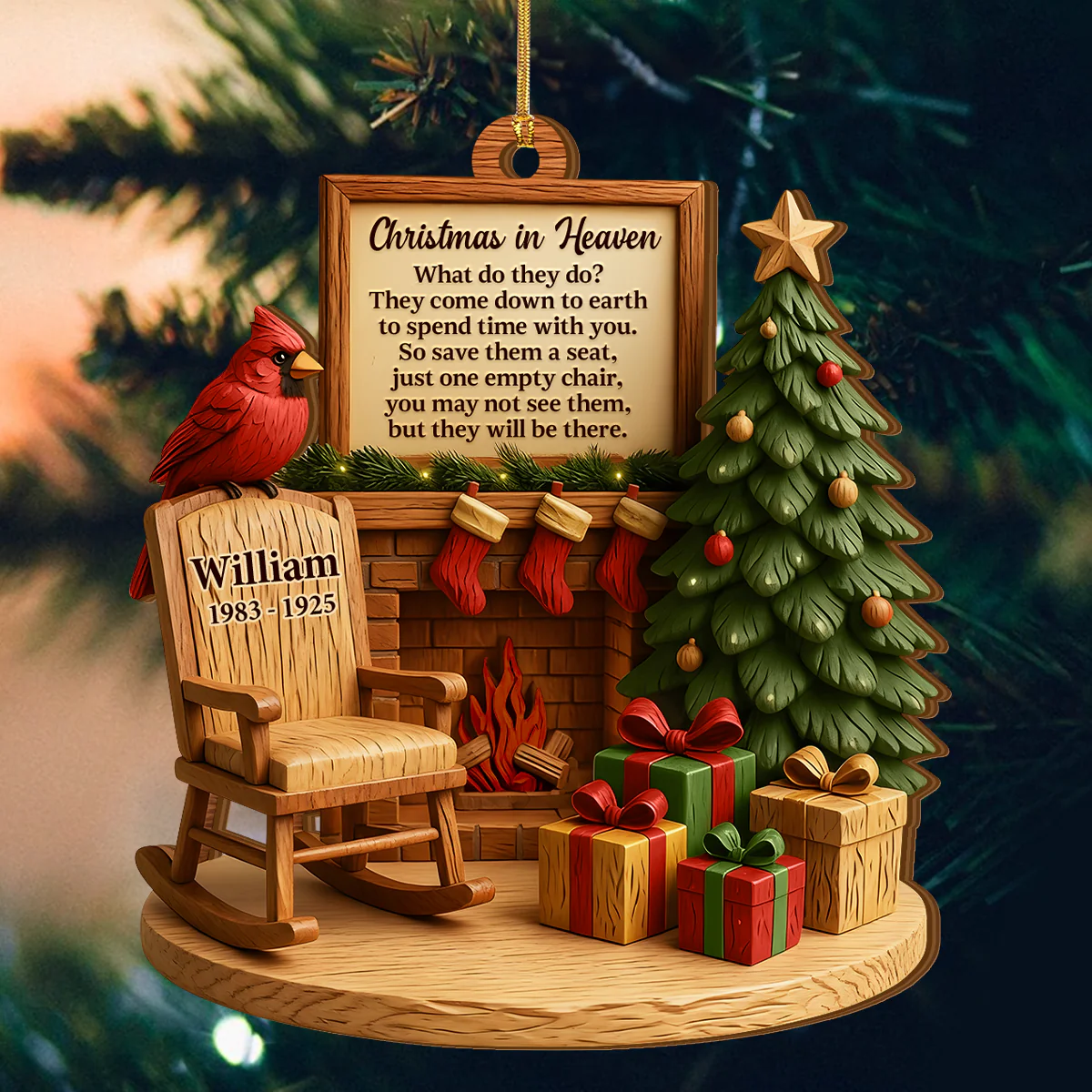 Christmas In Heaven - Personalized Wood Ornament Cutout & Print 1 Side - Image 4