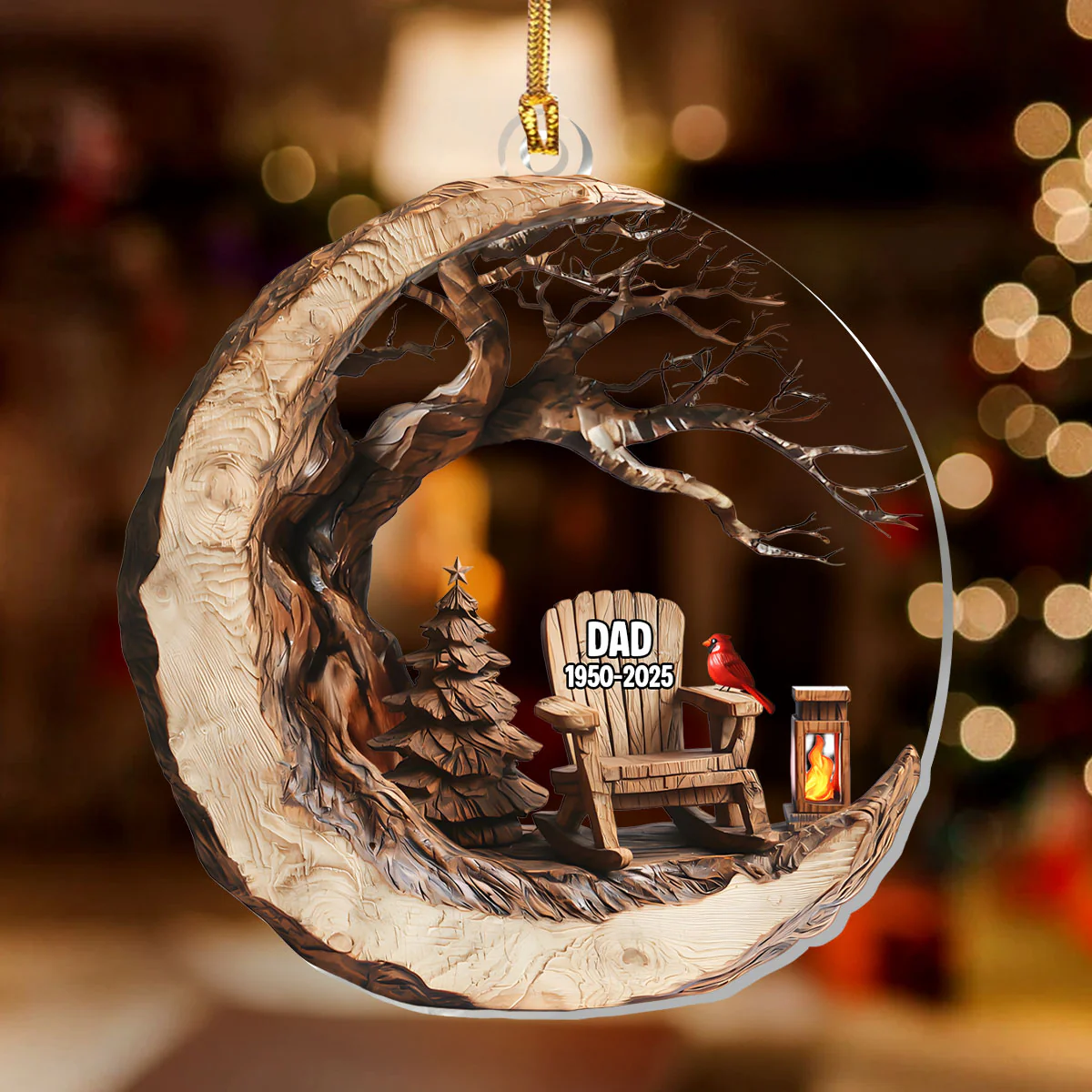 Christmas In Heaven Rustic Charm - Personalized 1-Layer Acrylic Ornament - Image 2