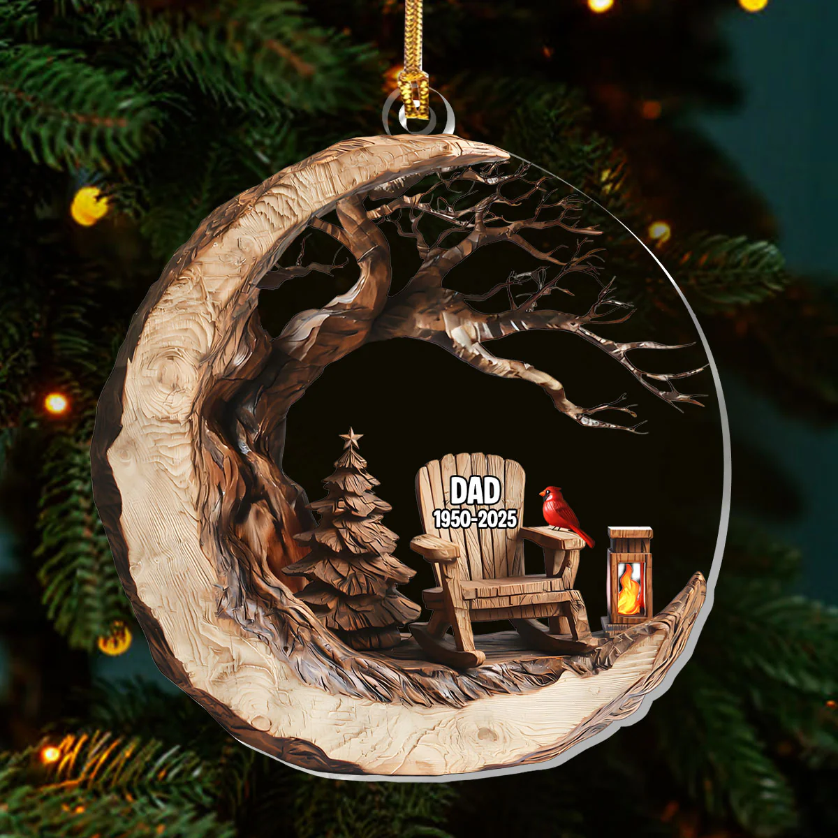 Christmas In Heaven Rustic Charm - Personalized 1-Layer Acrylic Ornament - Image 3