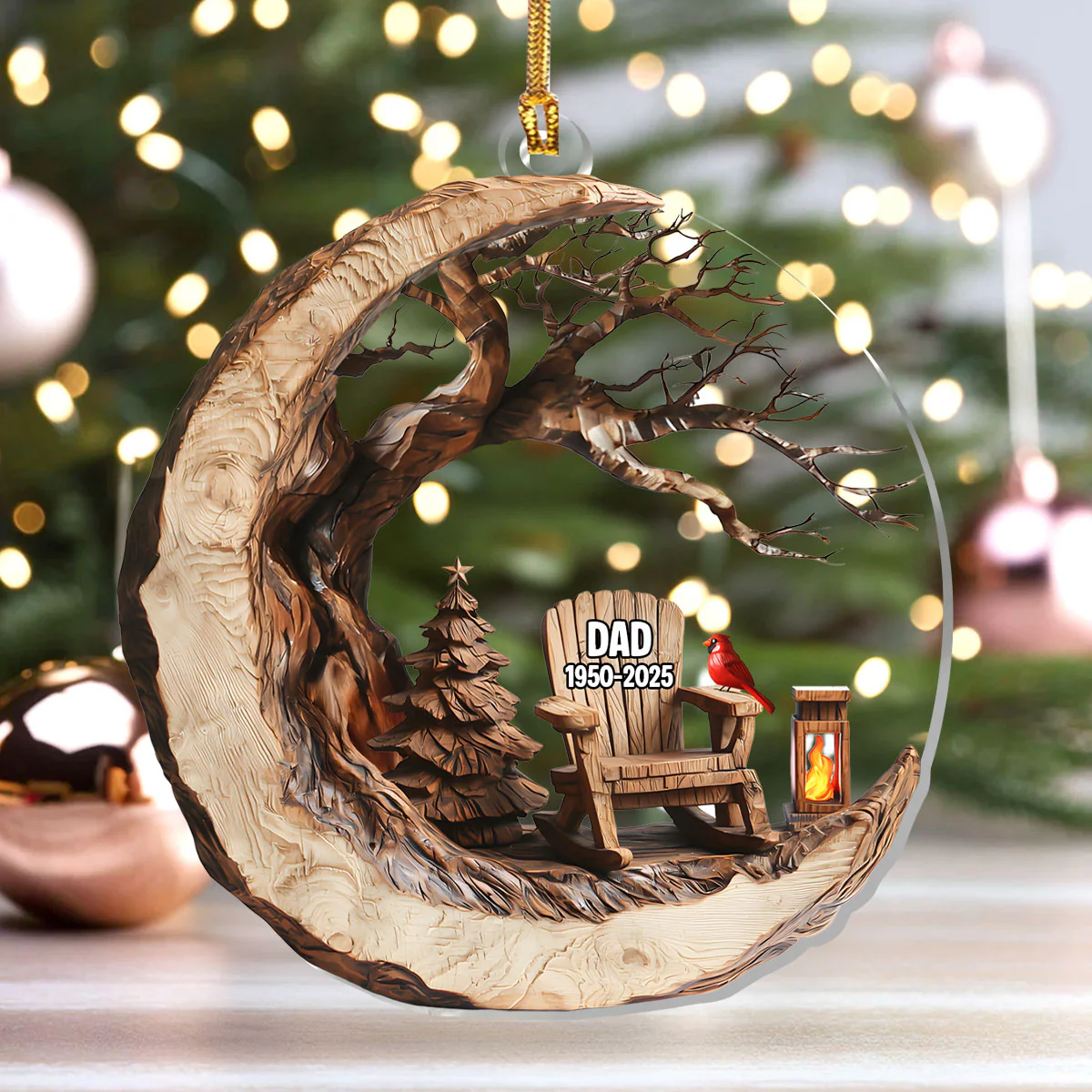 Christmas In Heaven Rustic Charm - Personalized 1-Layer Acrylic Ornament - Image 4