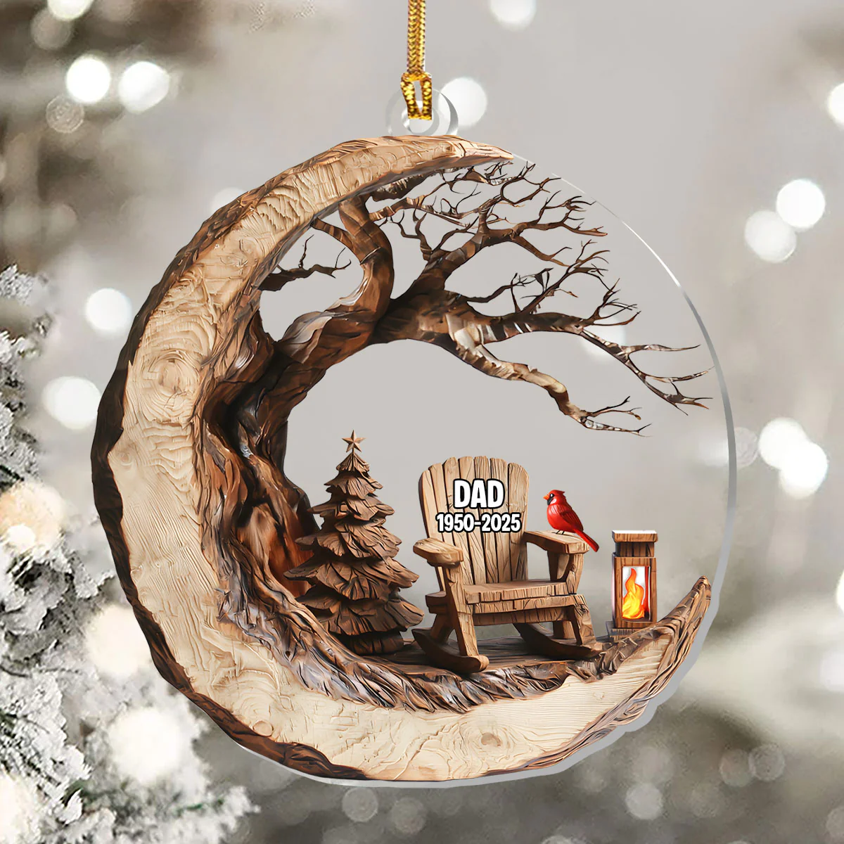 Christmas In Heaven Rustic Charm - Personalized 1-Layer Acrylic Ornament - Image 5