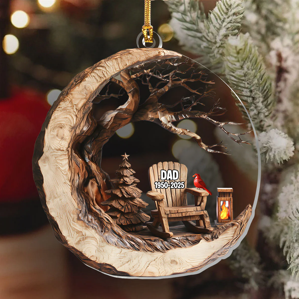 Christmas In Heaven Rustic Charm - Personalized 1-Layer Acrylic Ornament - Image 6