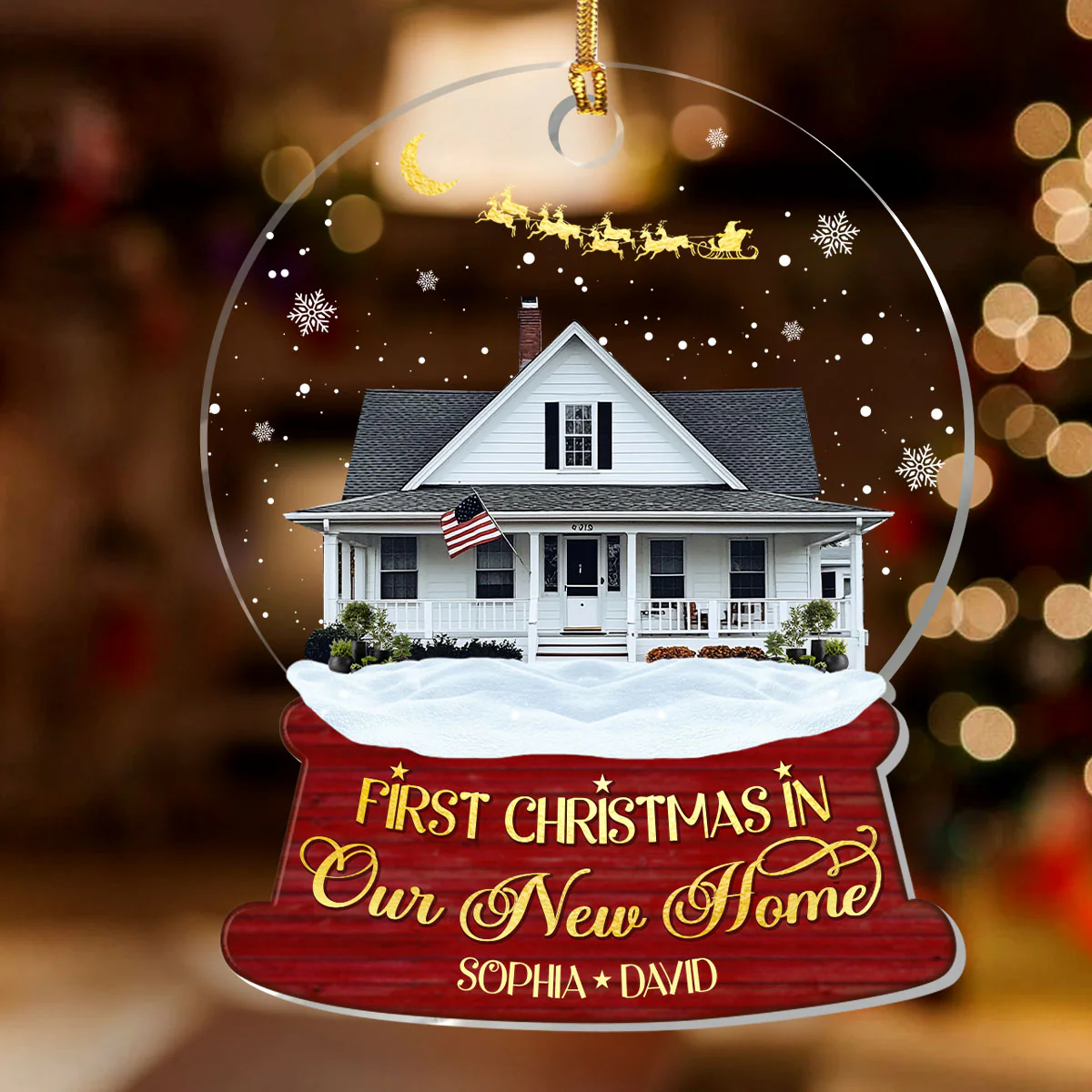 Christmas In New Home - Personalized 1-Layer Acrylic Ornament - Image 2