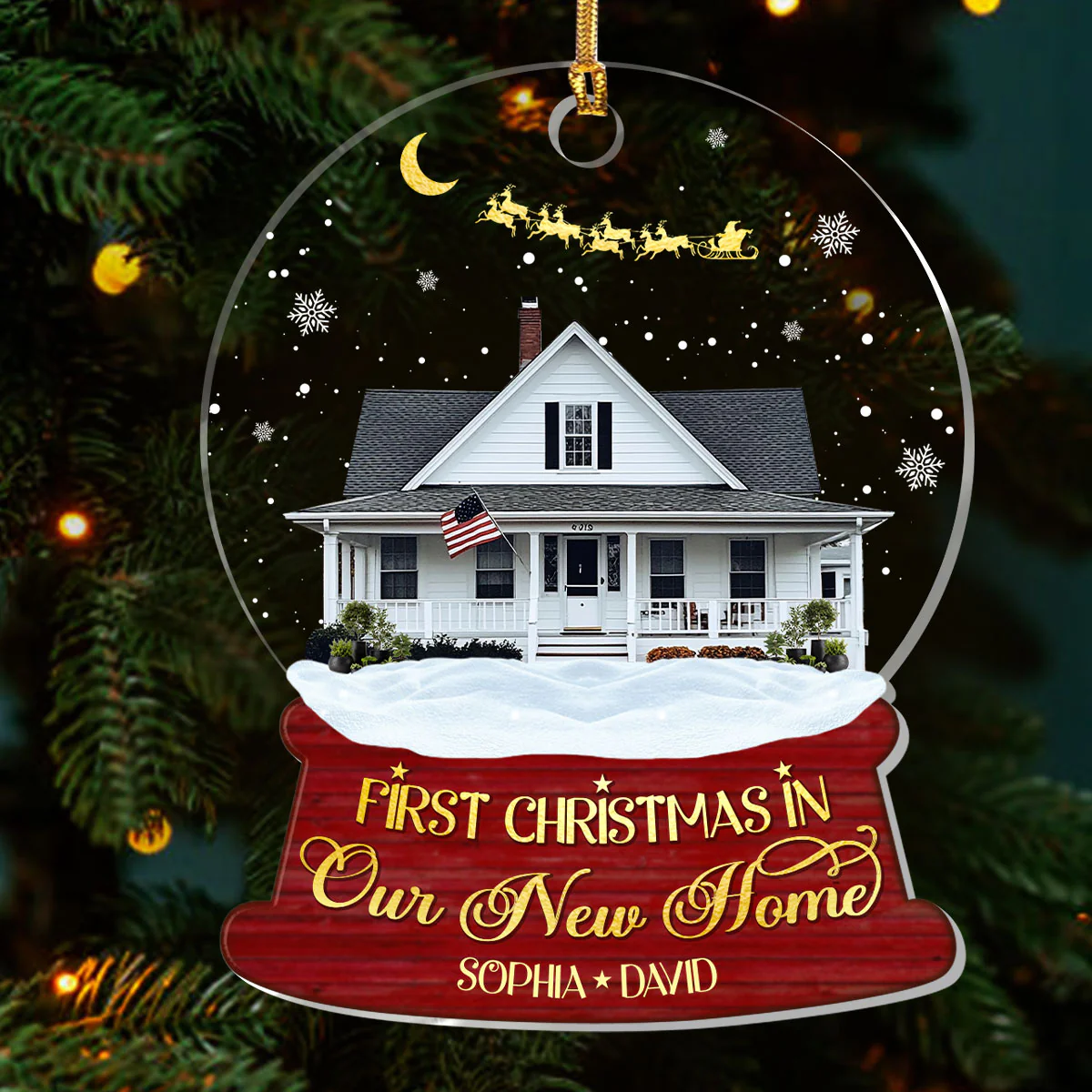 Christmas In New Home - Personalized 1-Layer Acrylic Ornament - Image 3