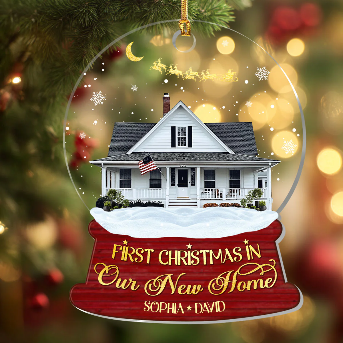 Christmas In New Home - Personalized 1-Layer Acrylic Ornament - Image 4