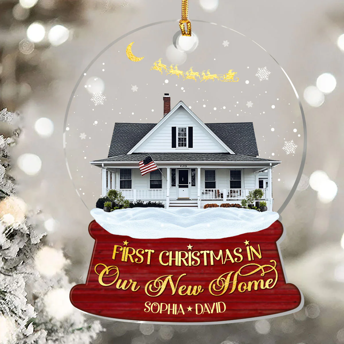 Christmas In New Home - Personalized 1-Layer Acrylic Ornament - Image 5