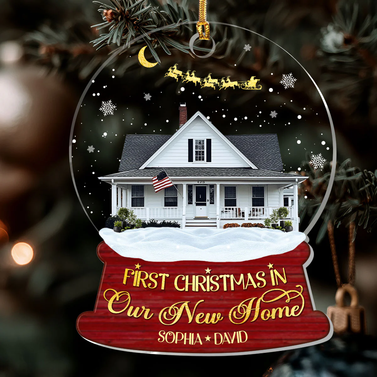 Christmas In New Home - Personalized 1-Layer Acrylic Ornament - Image 6